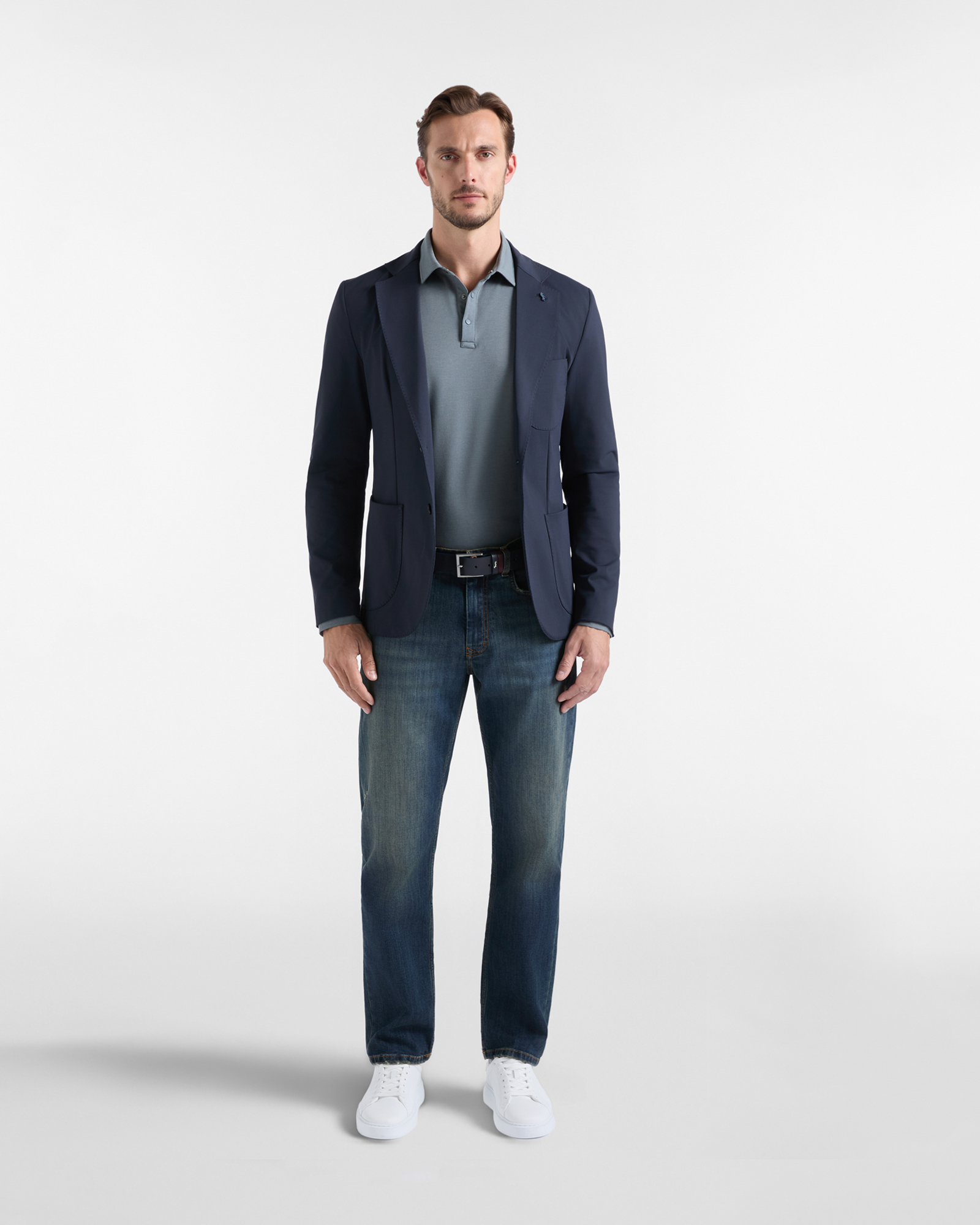 Technical-Fabric Cardigan Jacket, NAVY BLUE, large image number 3