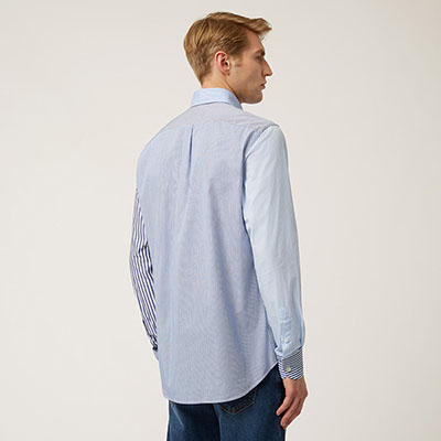 Mixed-Fabric Cotton Shirt
