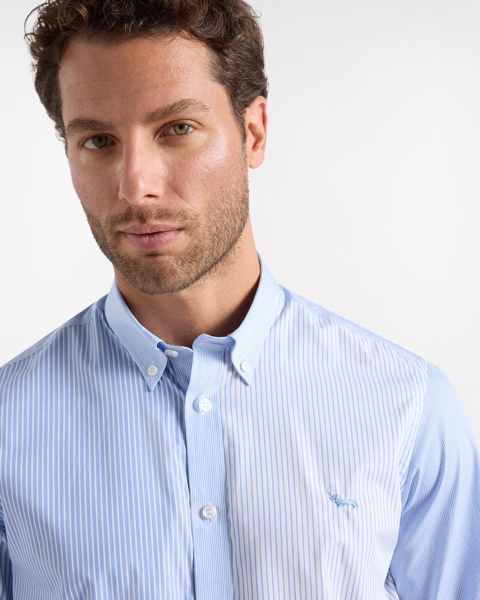 Men's patchwork striped shirt, Celeste, large image number 2