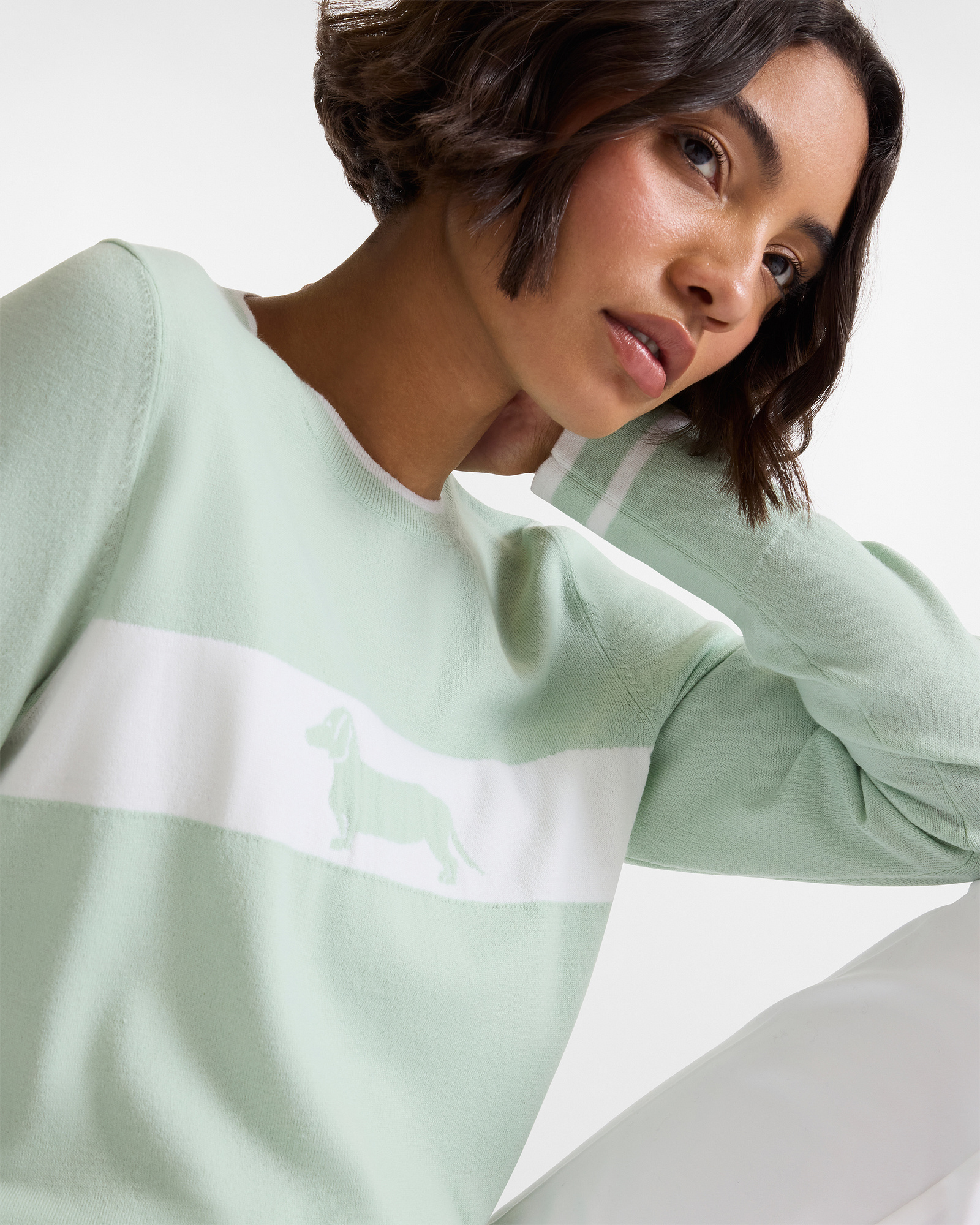Jacquard Dachshund Sweater, Light Green, large image number 2