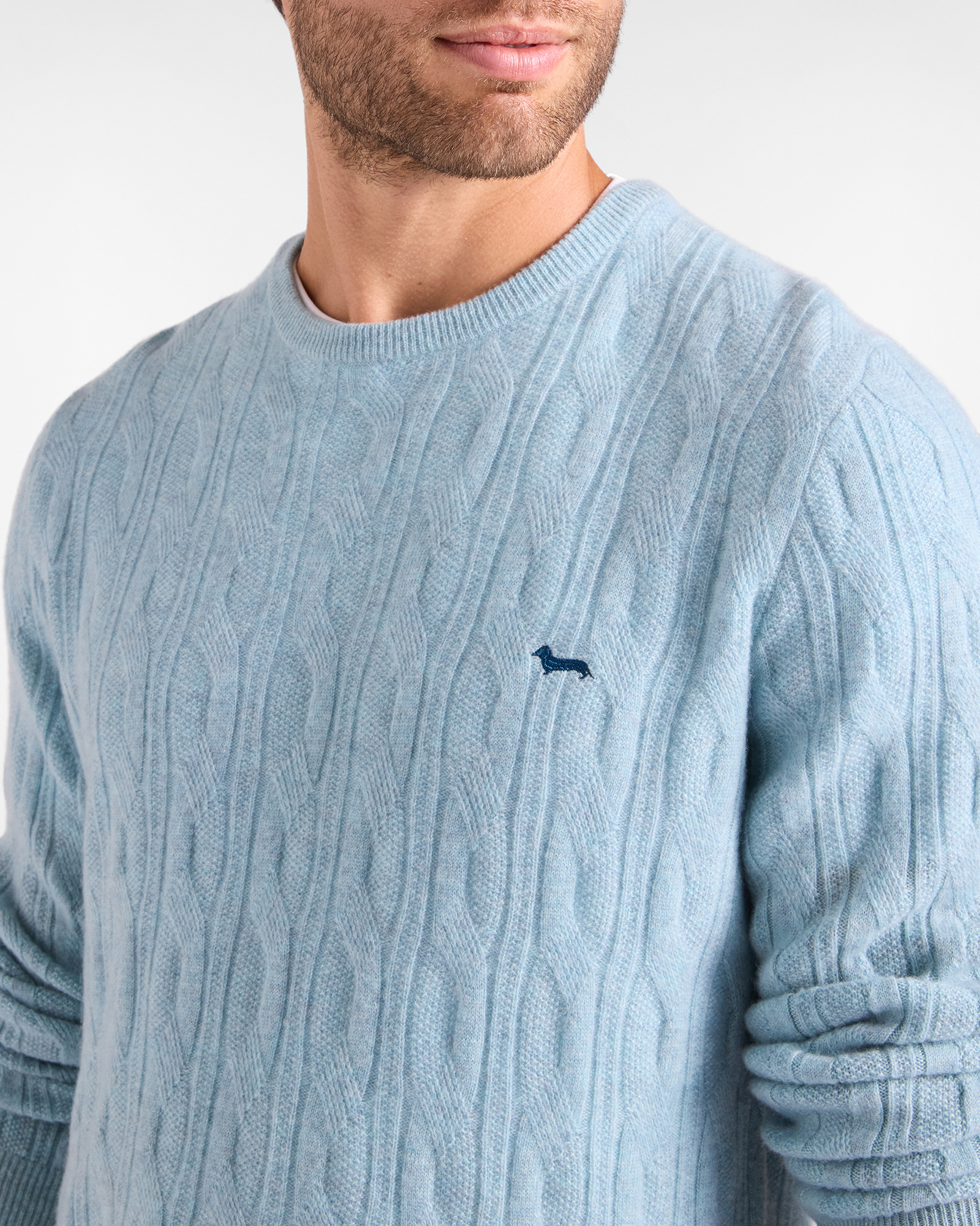 Men's Made in Italy sweater in 100% pure cashmere with regular fit, LIGHT BLUE, large
