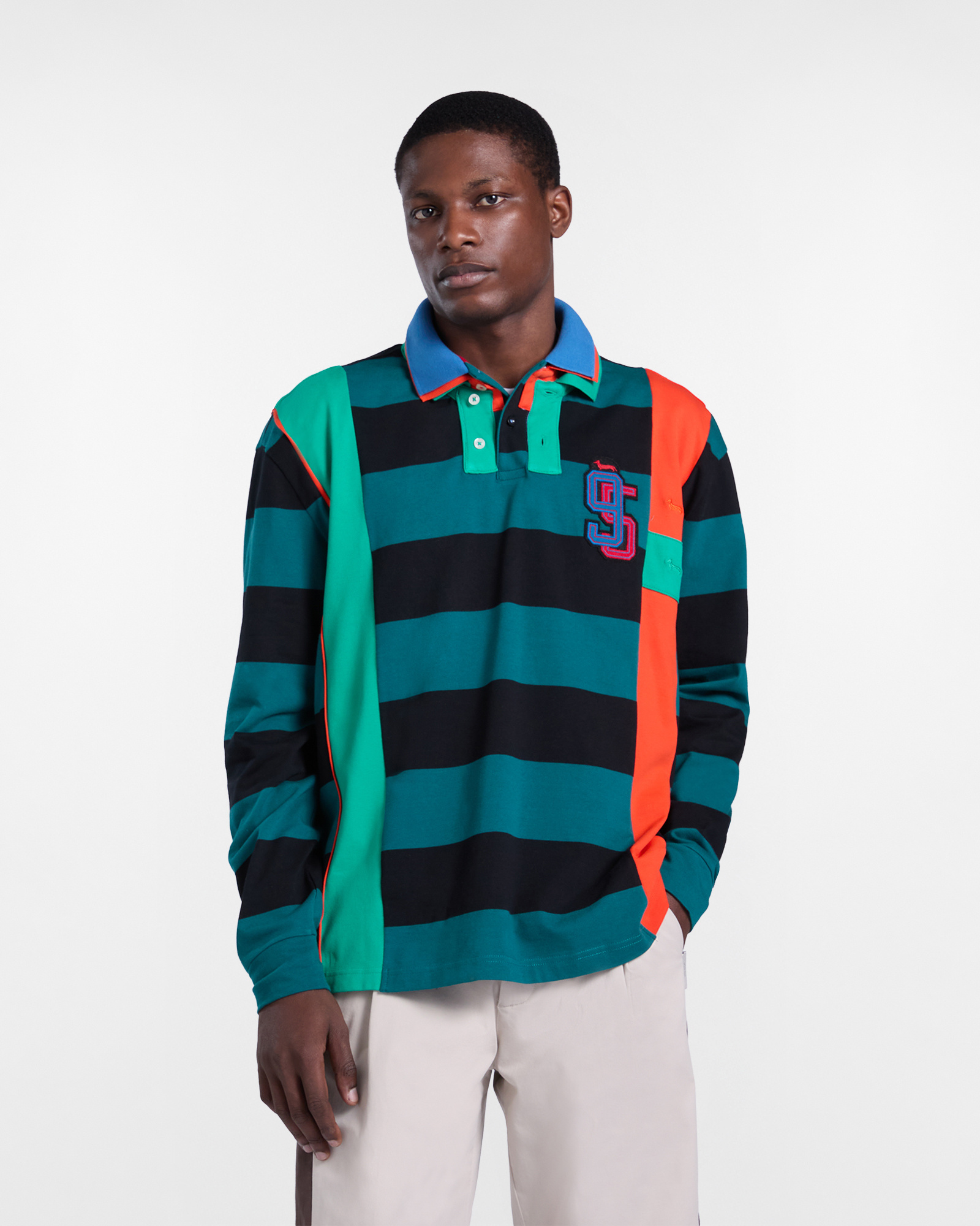 Polo Uomo RE-loved Righe & Color Block, Uomo, Nero, Taglia: XS