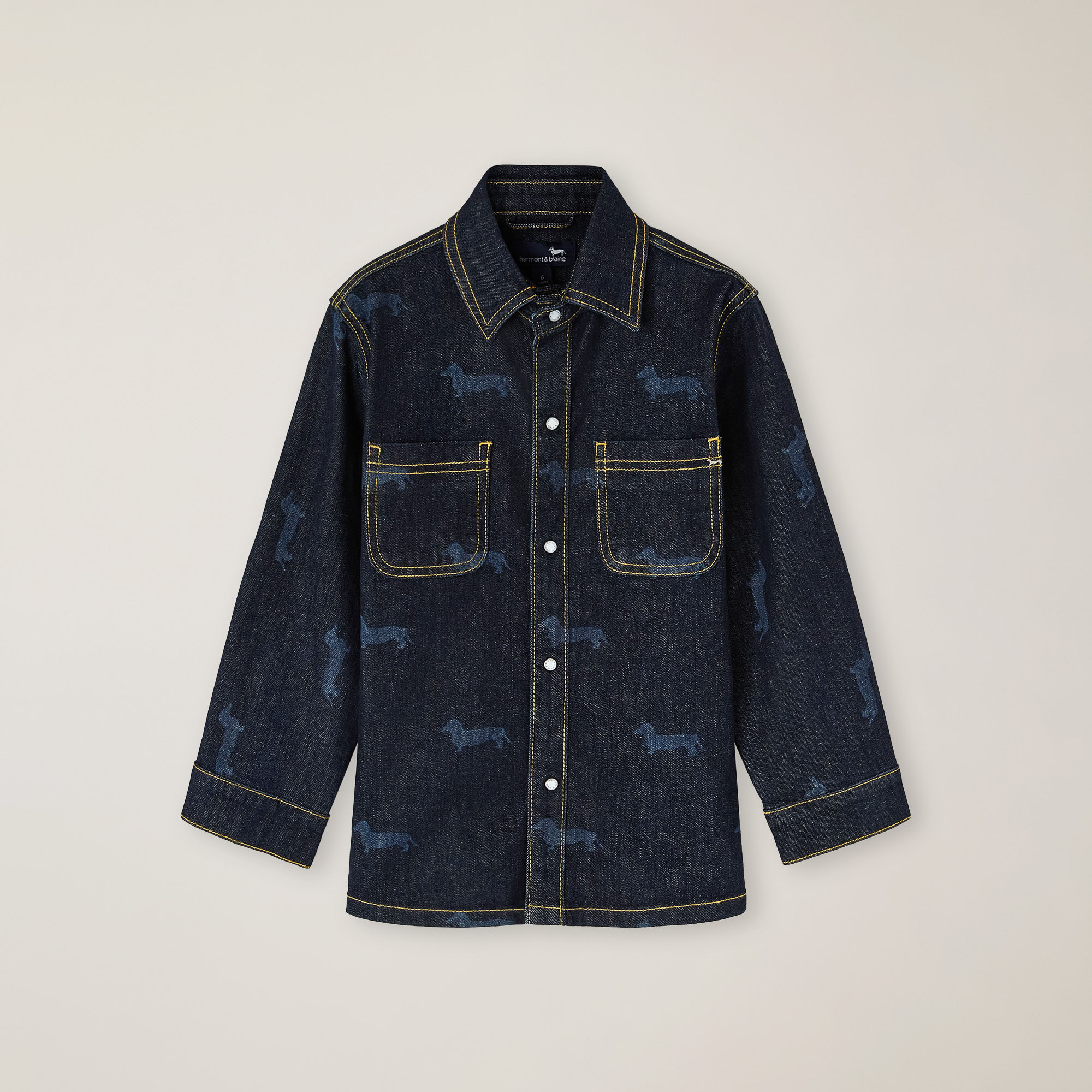 Denim shirt with Dachshund print, Navy blue, large image number 0