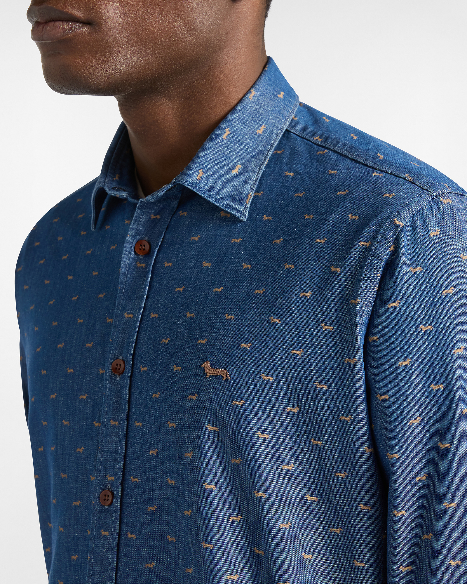 All-over logo denim shirt, Brown, large image number 2