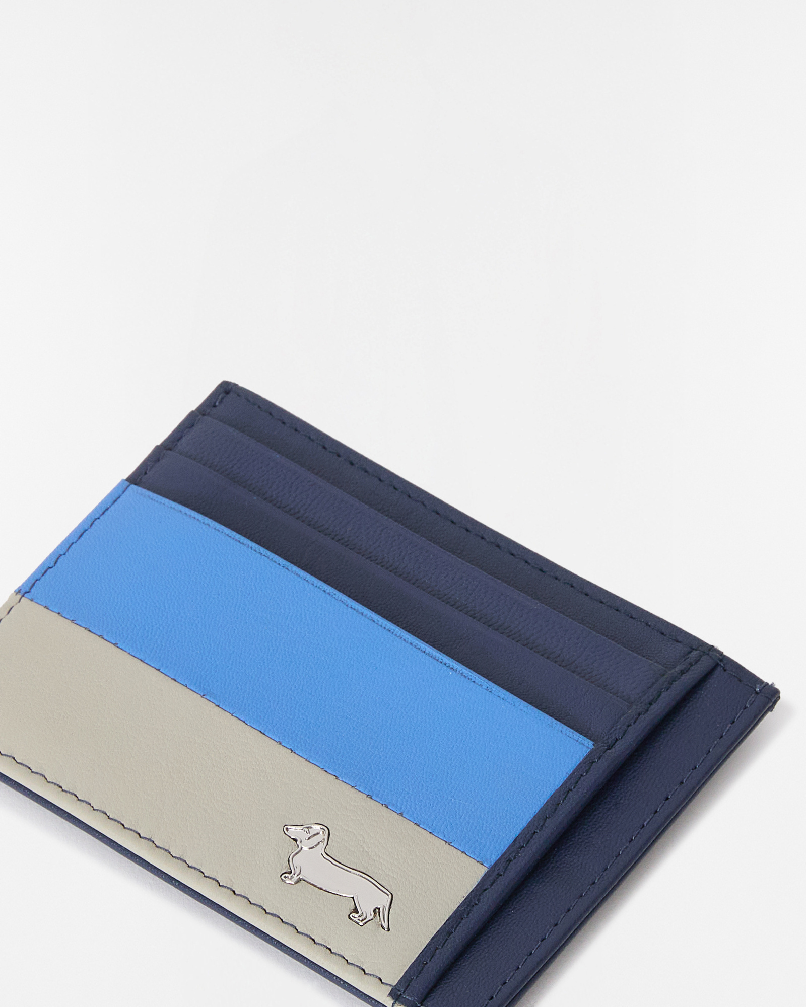 Multicolor Leather Card Holder, Navy Blue, large image number 2