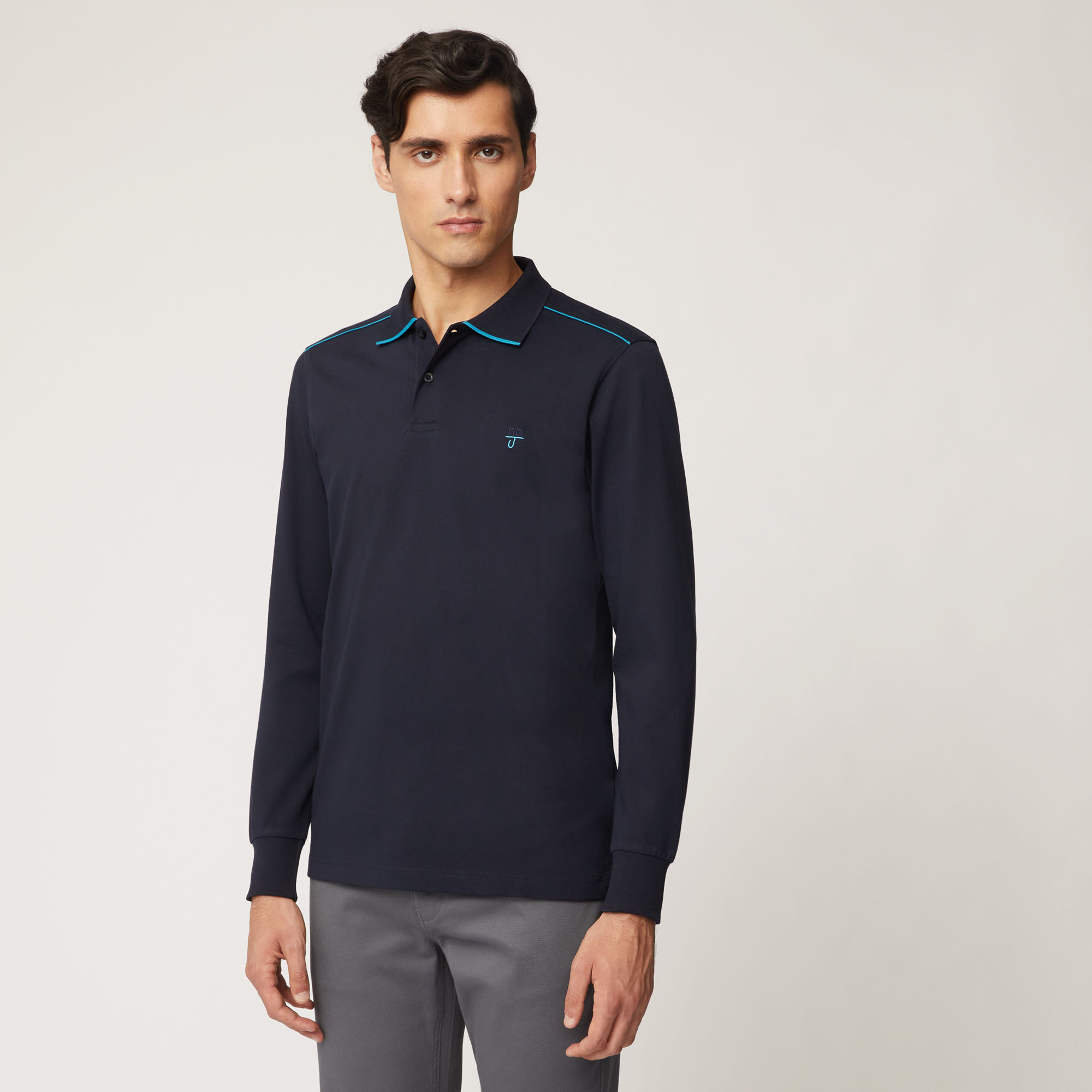 Polo Narrow Fit Con Dettagli A Contrasto, Light Blue, large image number 0
