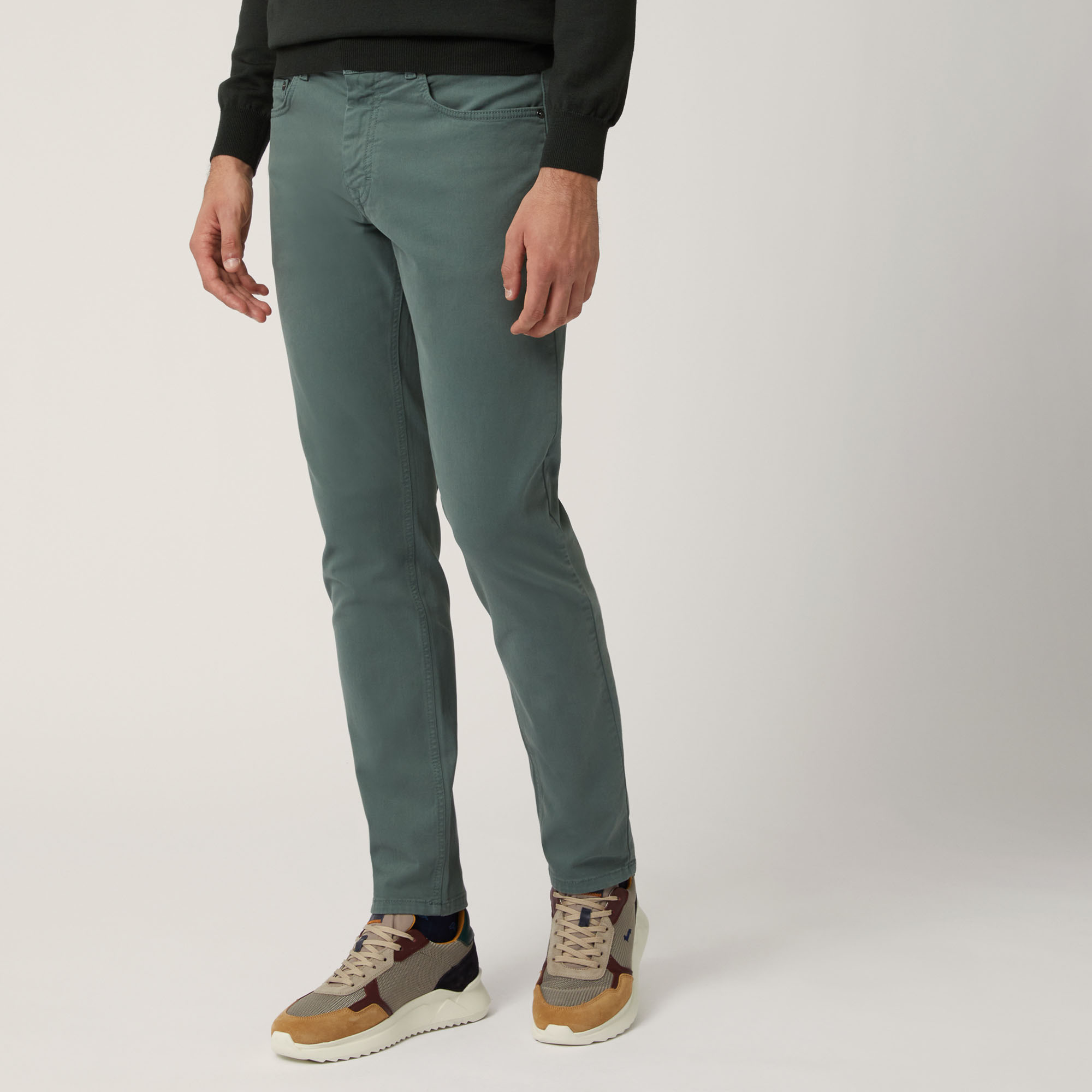 Pantalone Cinque Tasche In Cotone Stretch Elevated Utility, Verde Petrolio, large image number 0
