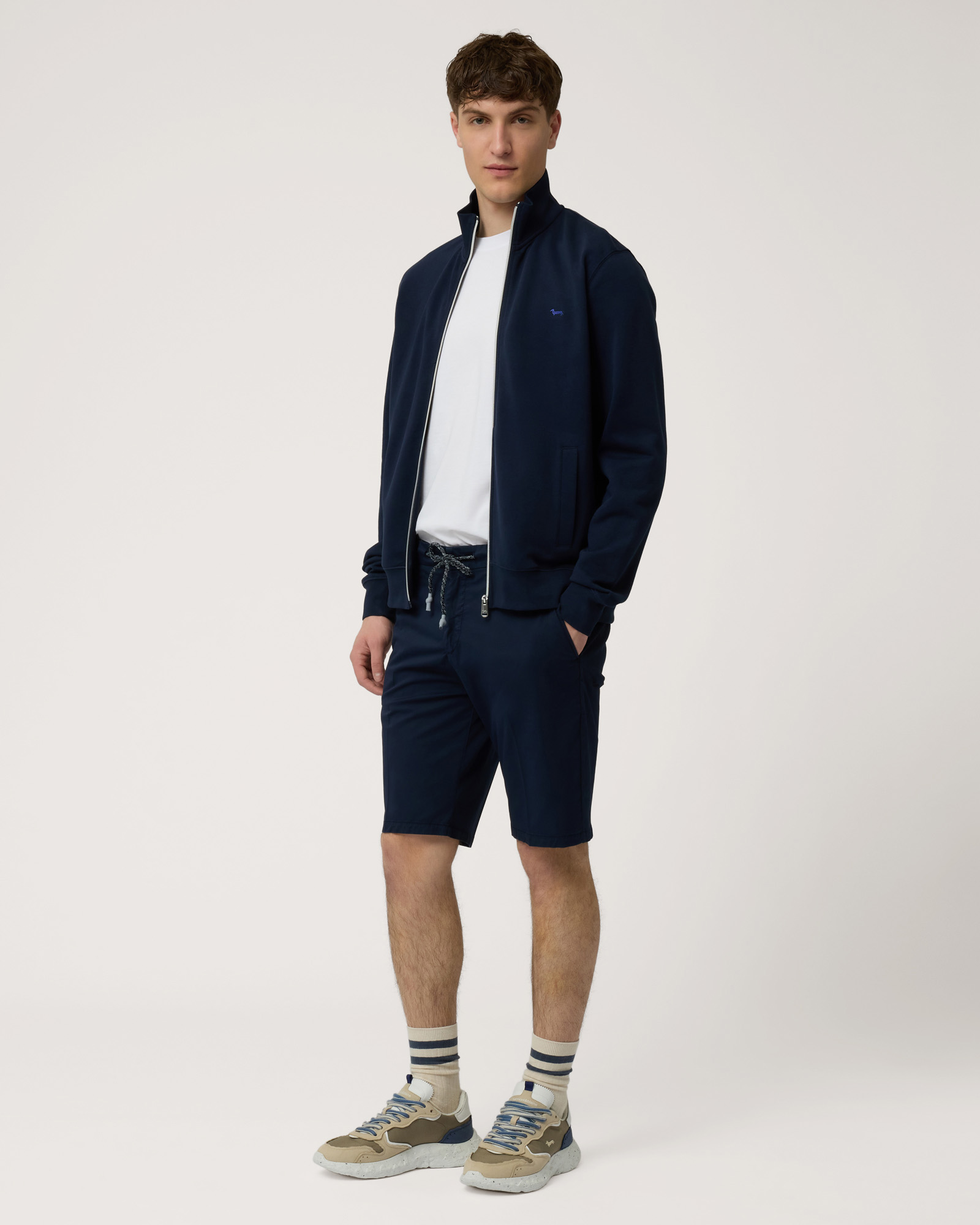 Felpa Con Zip In Cotone, Blu Navy, large image number 3