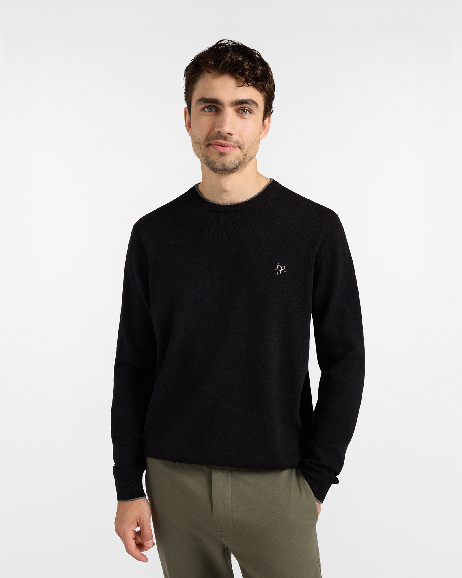 Maglia Girocollo HBJ Uomo in misto lana nero
