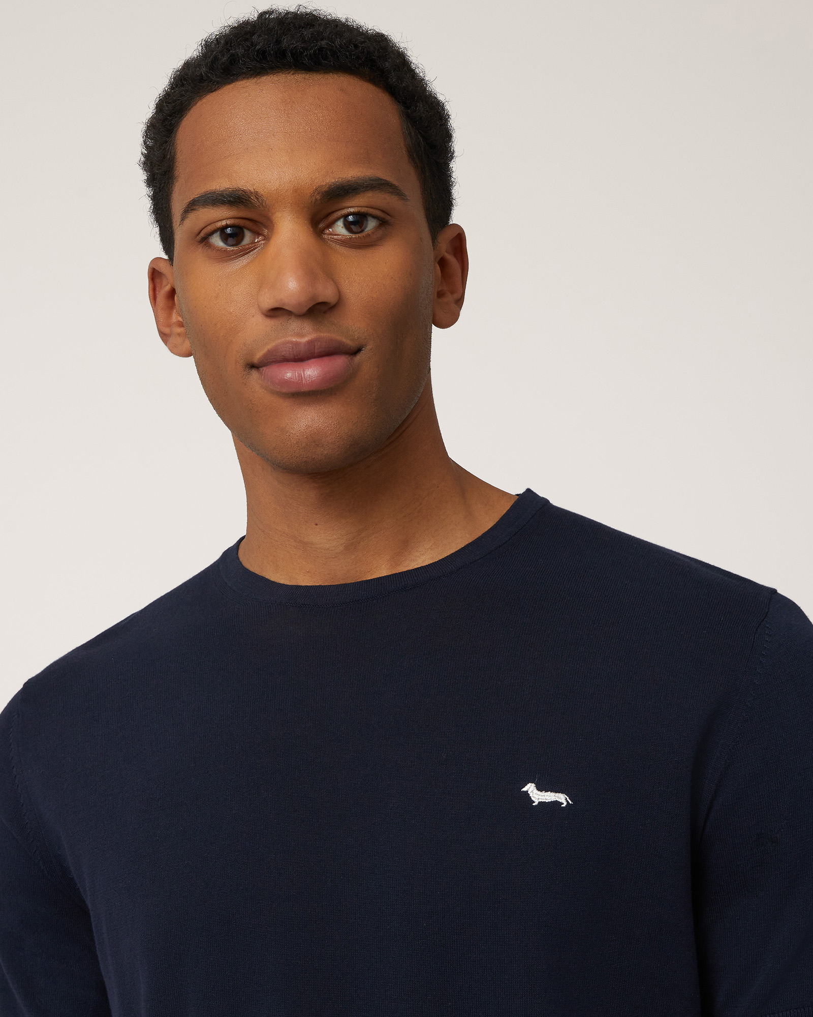 Cotton Knit T-Shirt, Navy Blue, large image number 2