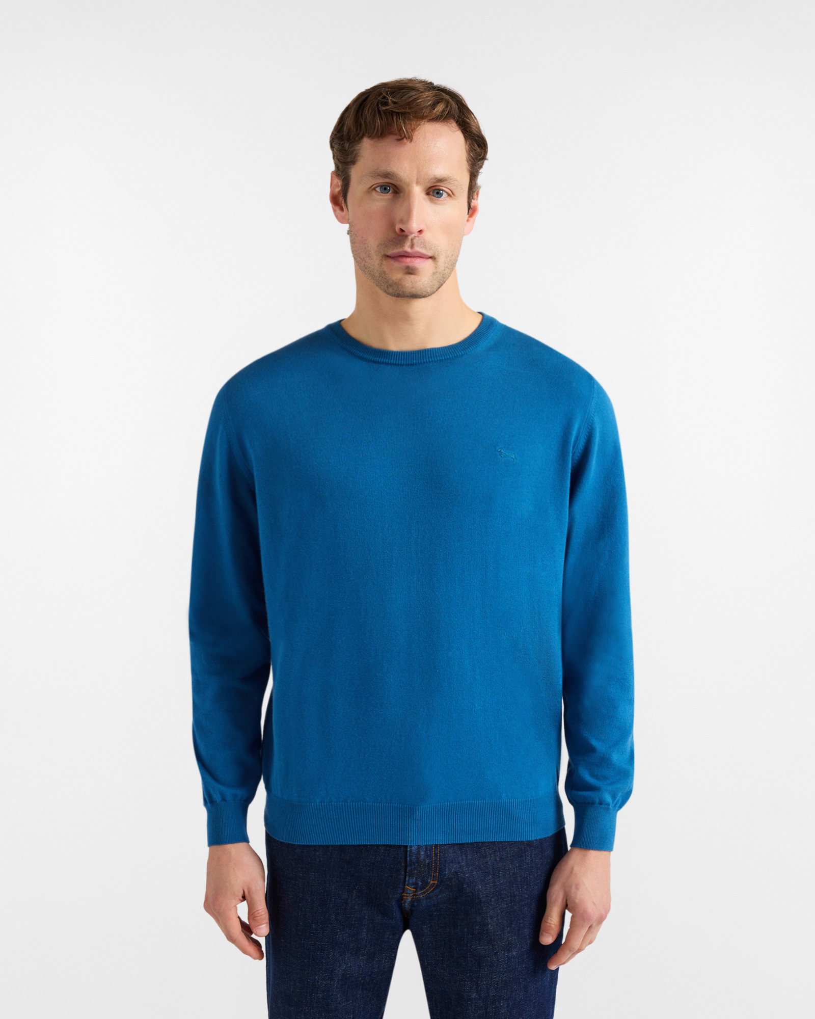 Harmont&Blaine - Pullover girocollo in cotone, Uomo, Blu, Taglia: M