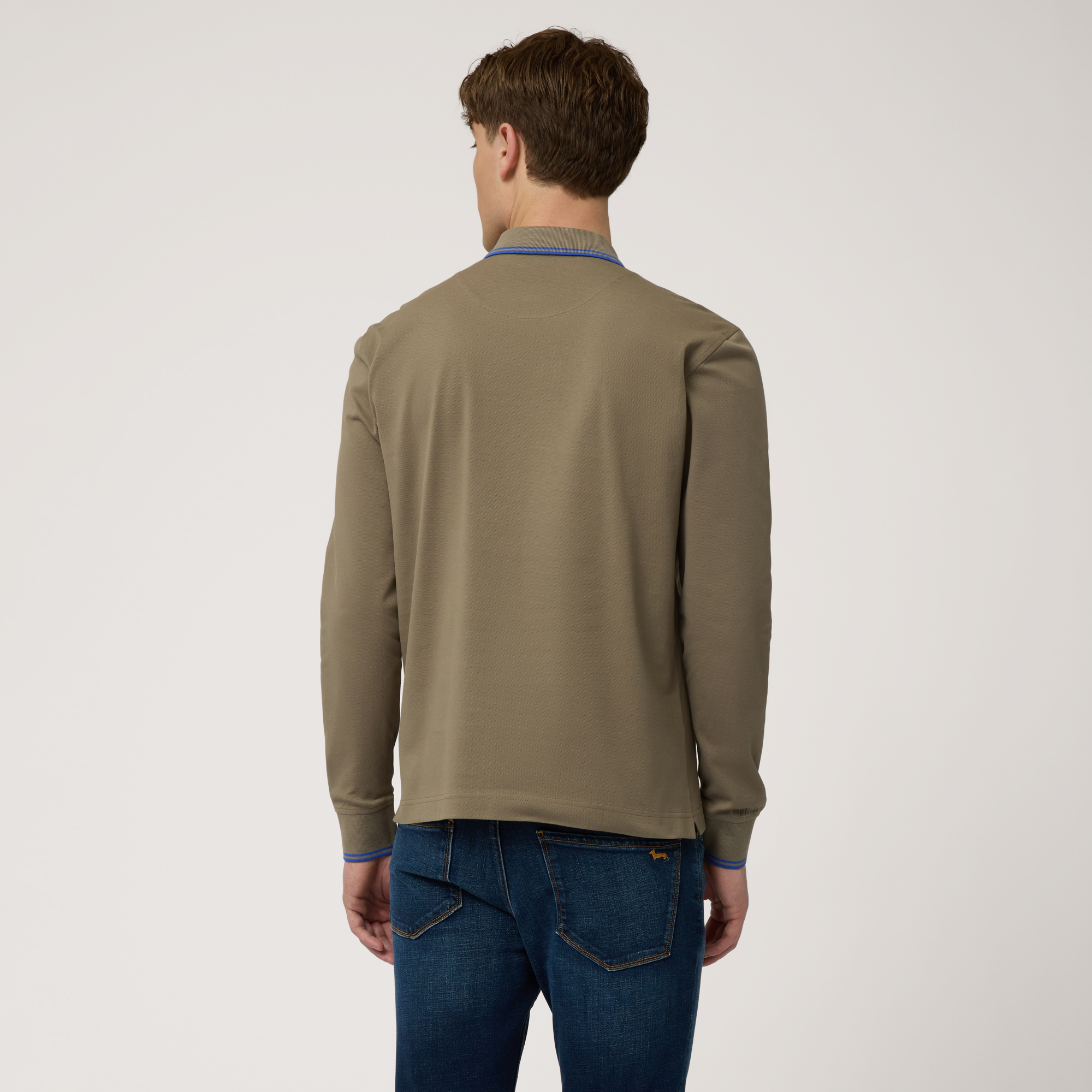 Langärmeliges Poloshirt aus Baumwolle, Spinatgrün, large image number 1