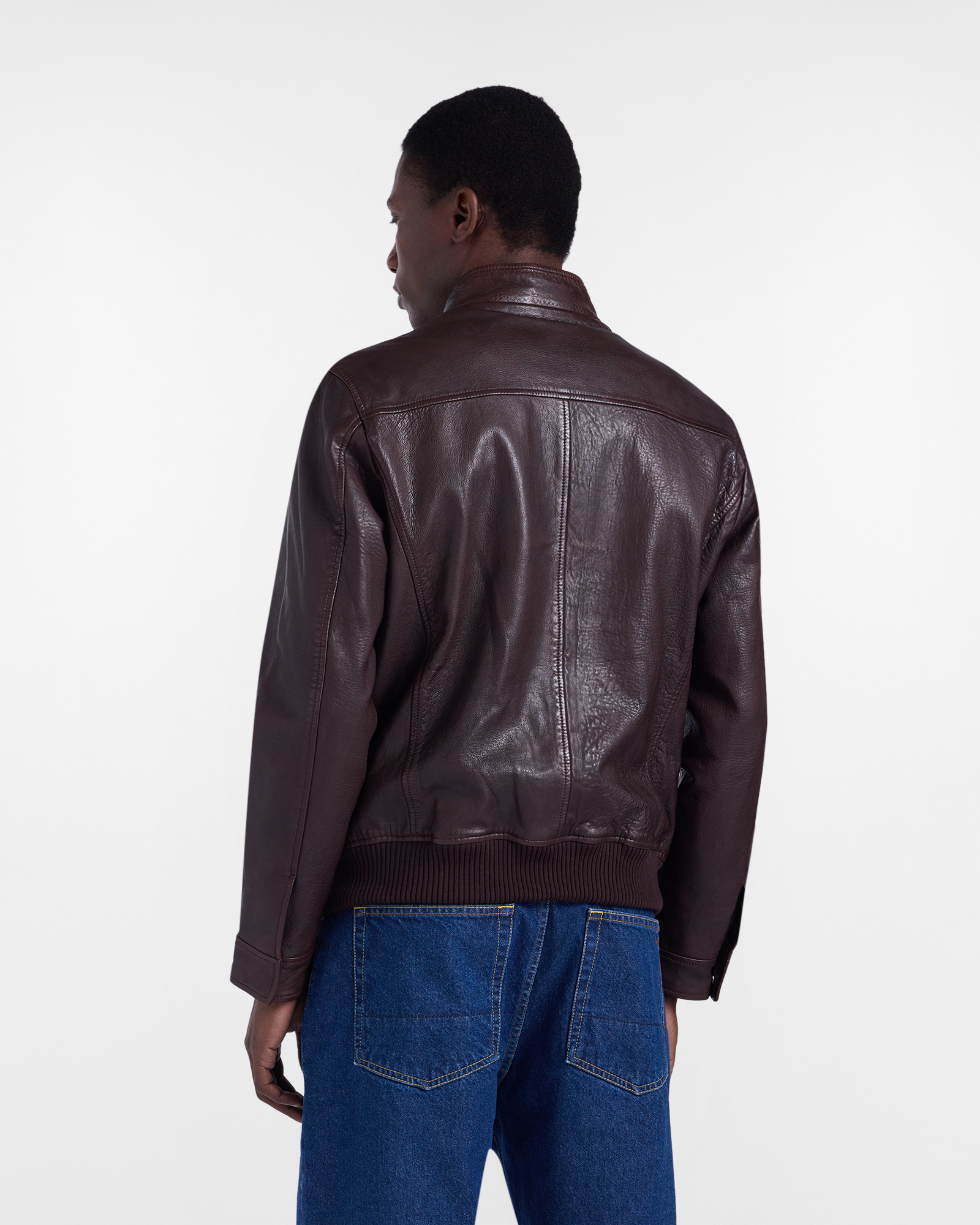 Genuine leather bomber jacket