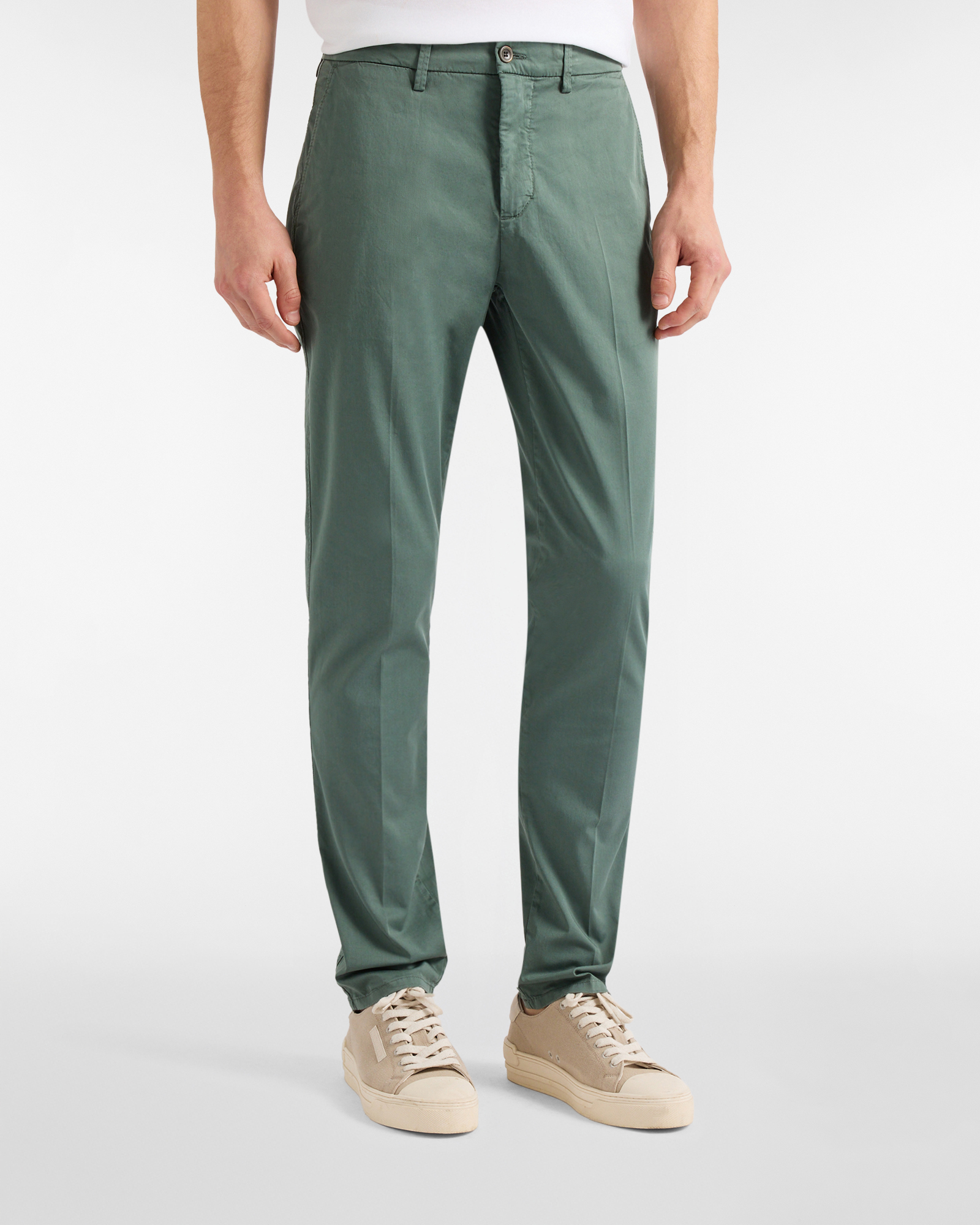 Pantaloni Uomo Chino Basico Narrow Fit, Uomo, Verde, Taglia: 46