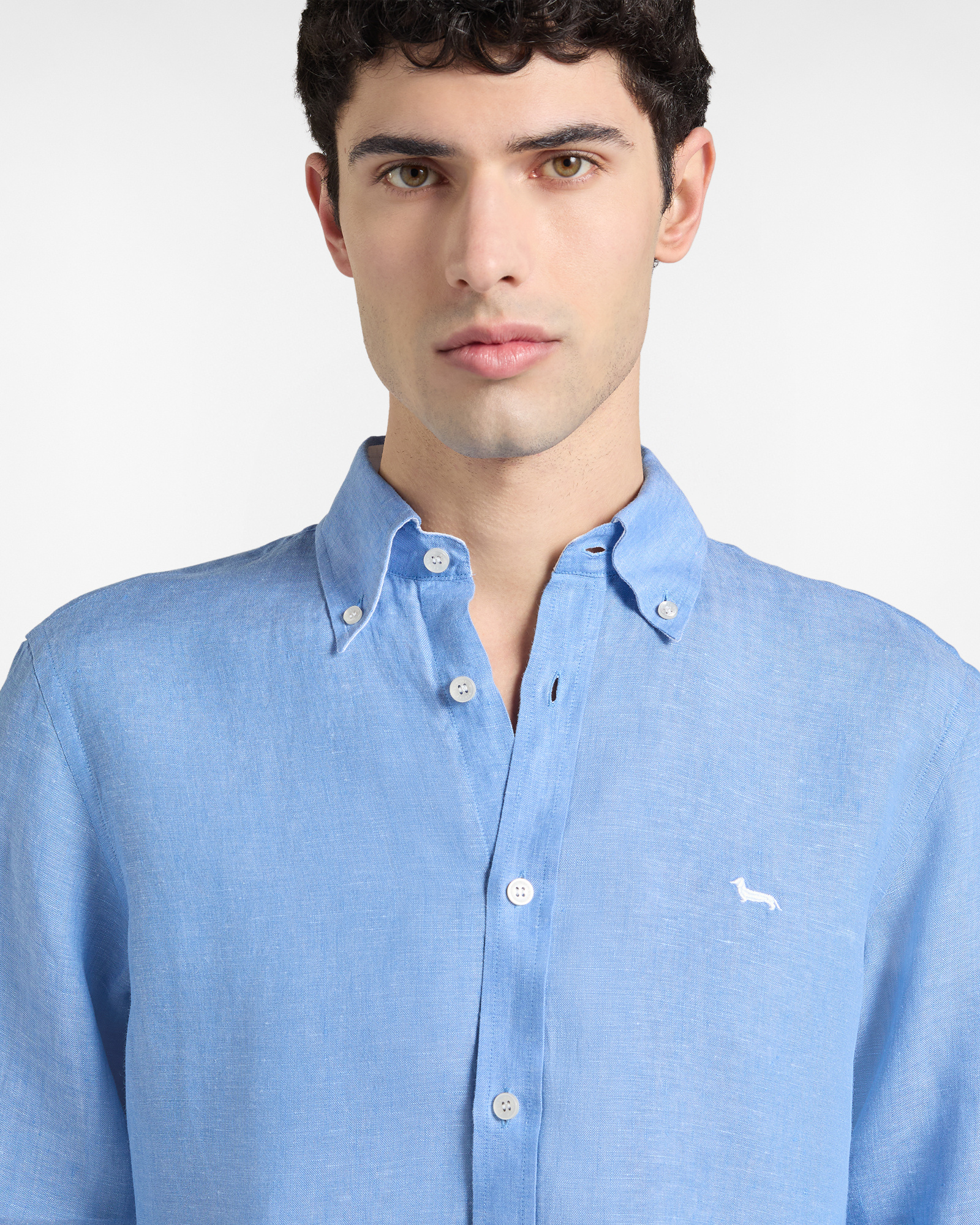 Camicia in puro lino regular fit, Blu, large image number 1