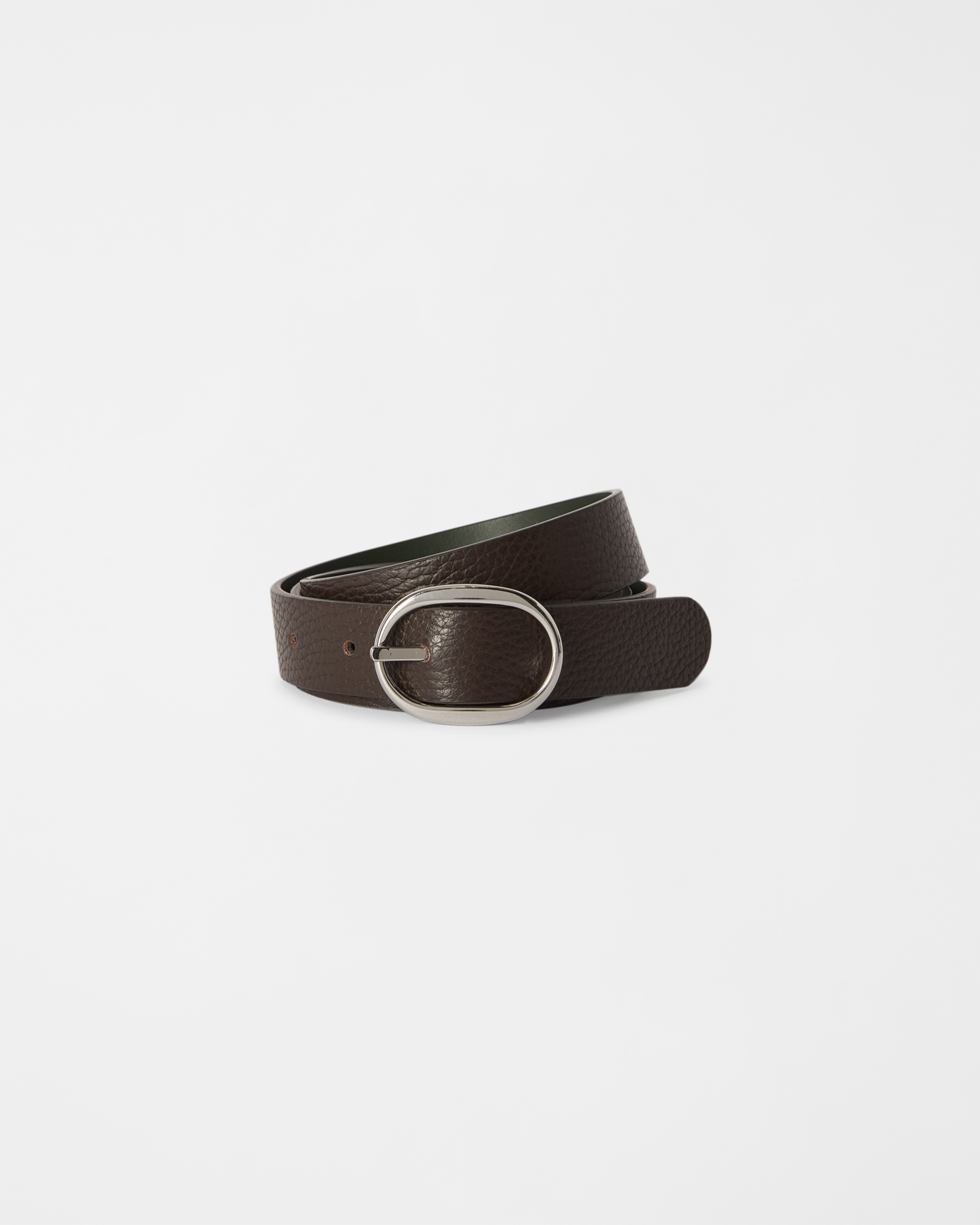 Women&rsquo;s black genuine grained leather belt