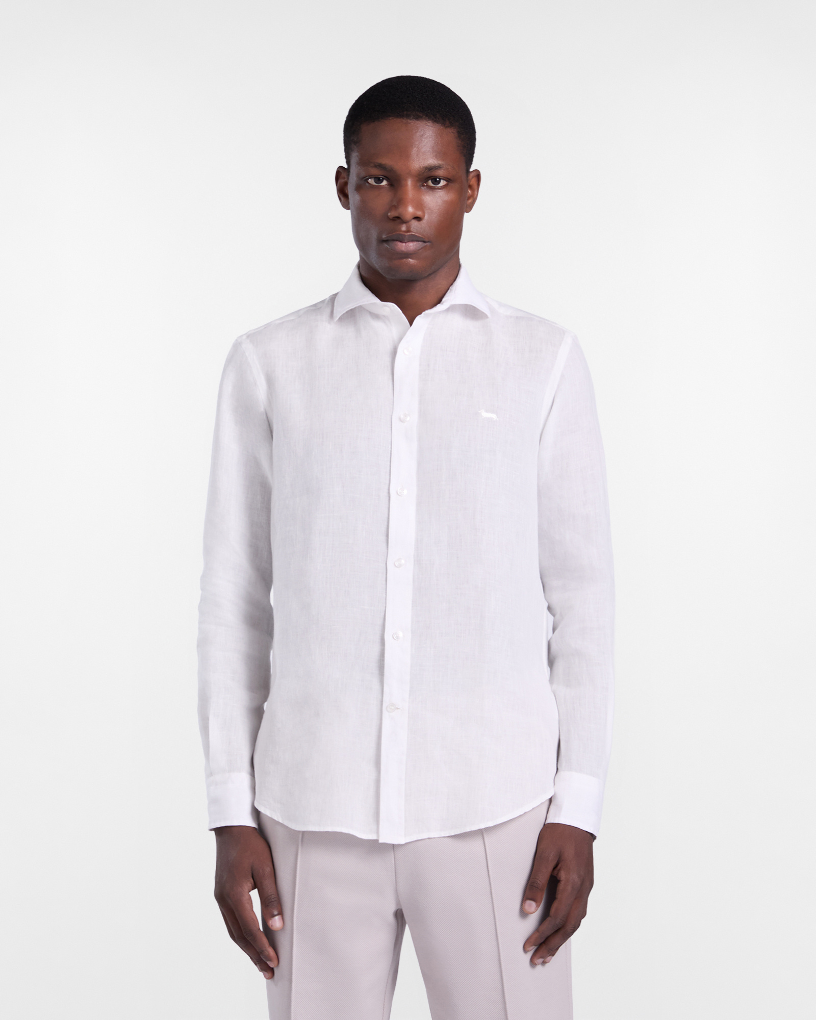 Chemise unie en pur lin, Blanc, large image number 0