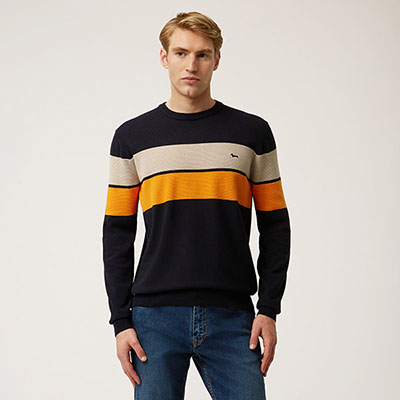 Pullover Mit Rundhalsausschnitt Und Breiten Color-Blocking-Streifen