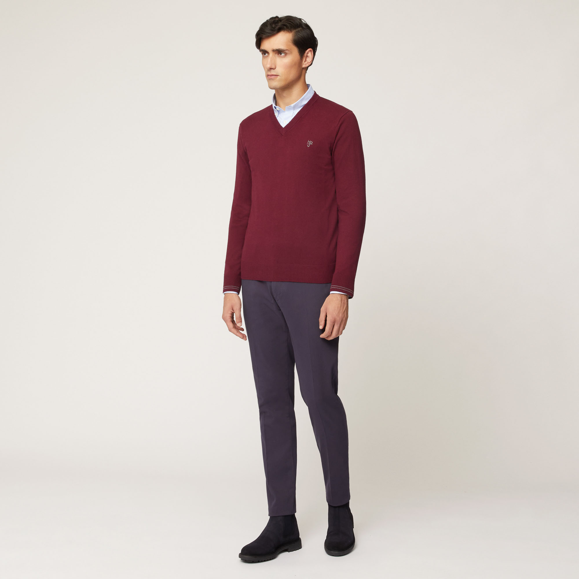 Pantalone Chino Narrow In Twill Pesante Di Cotone, Light Blue, large image number 3
