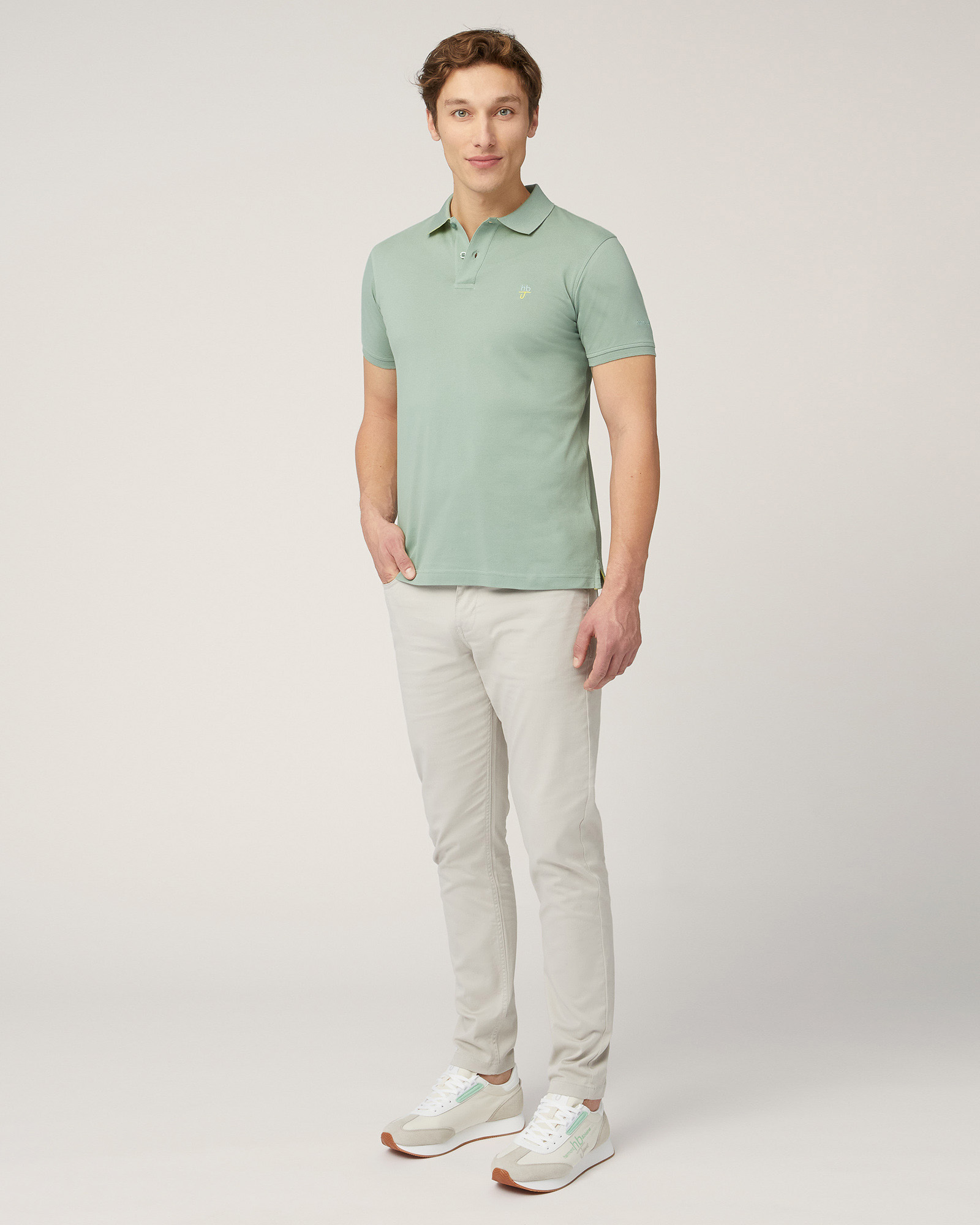 Narrow-Fit Cotton Polo, Moss Green, large image number 3