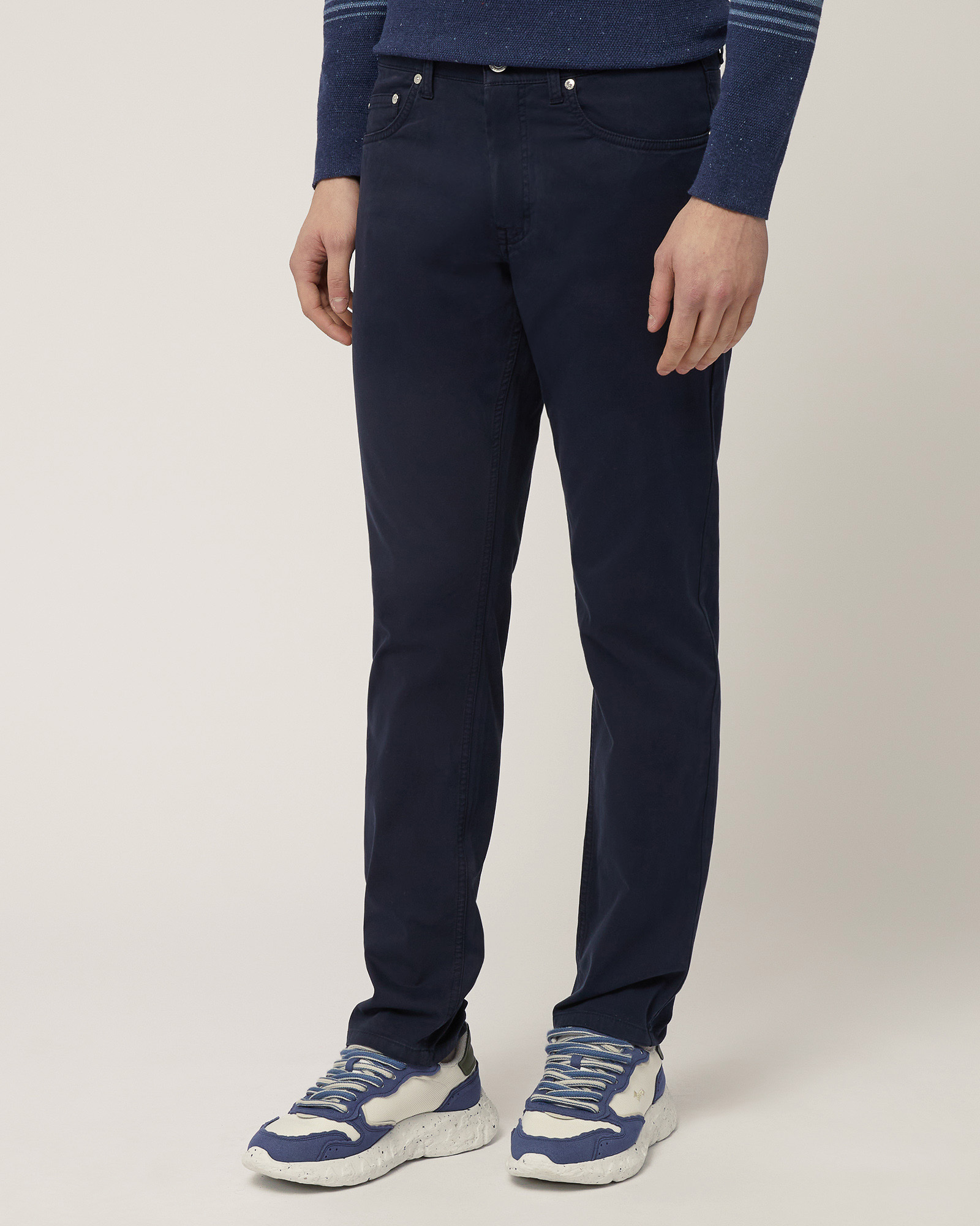 Narrow Five-Pocket Pants, Navy Blue, large