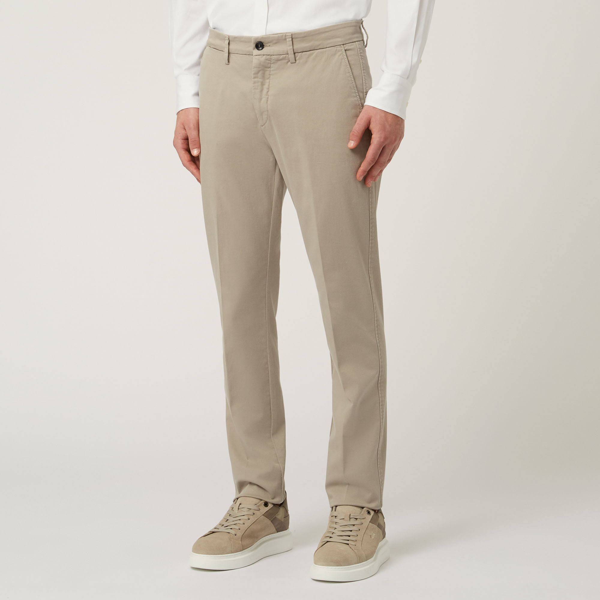 Pantalone Essentials in cotone stretch, Beige, large image number 0