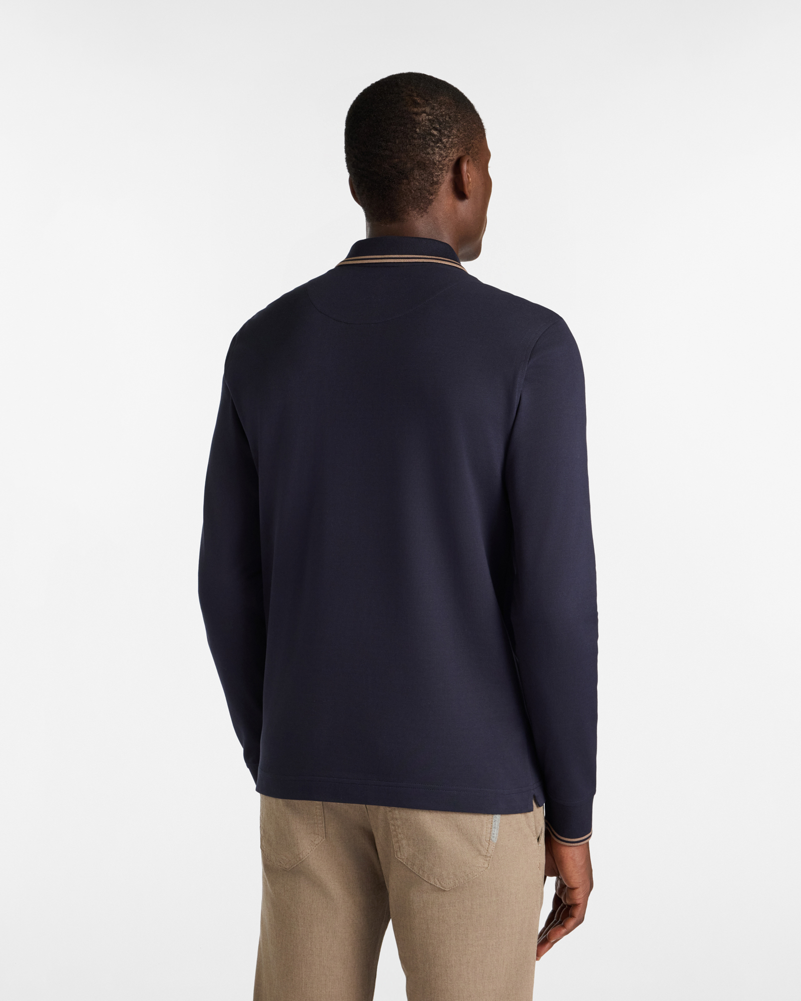Long Sleeve Righini Polo, Navy Blue, large image number 1