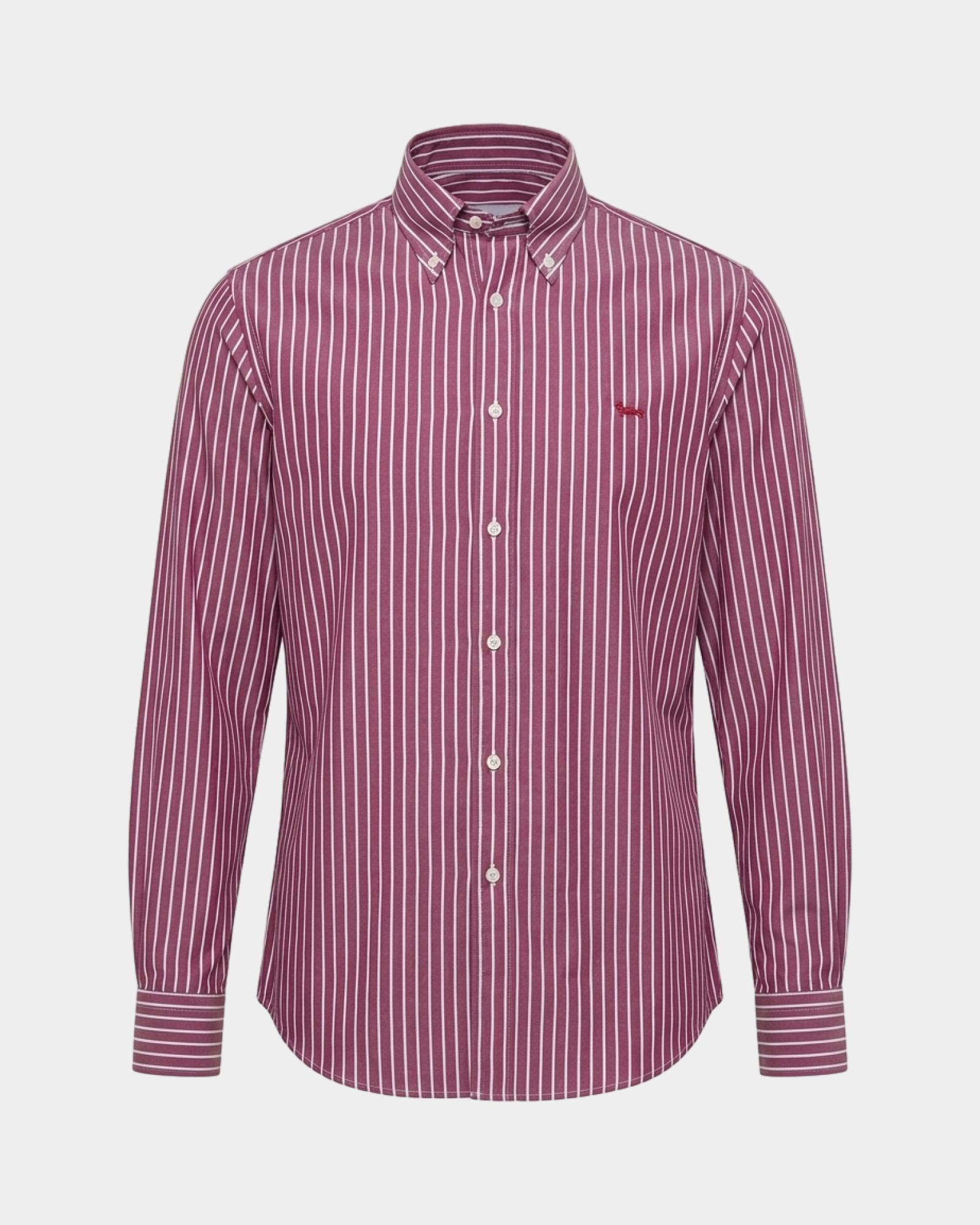 Men's regular-fit red yarn-dyed shirt with wide stripe, RED, large