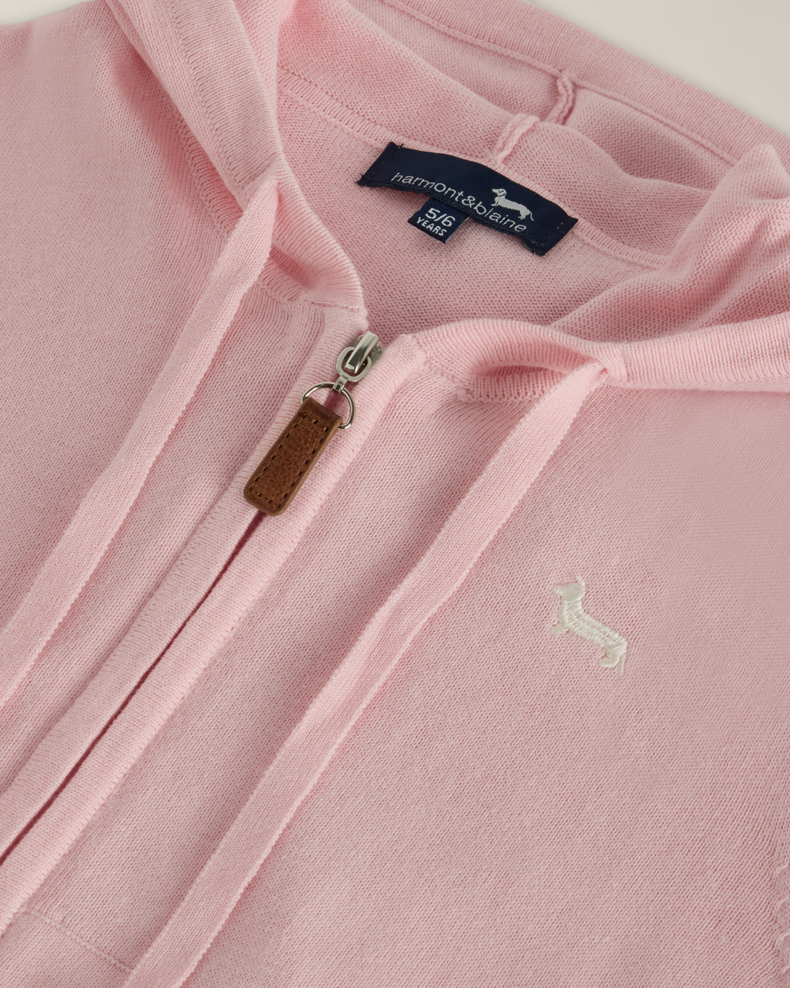 C&aacute;rdigan con cremallera completa, capucha y logo bordado, Rosa, large image number 2