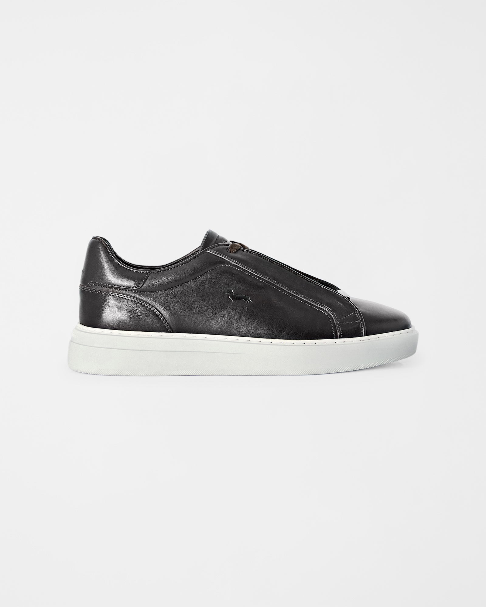 Men's slip-on sneakers in genuine leather, dark brown