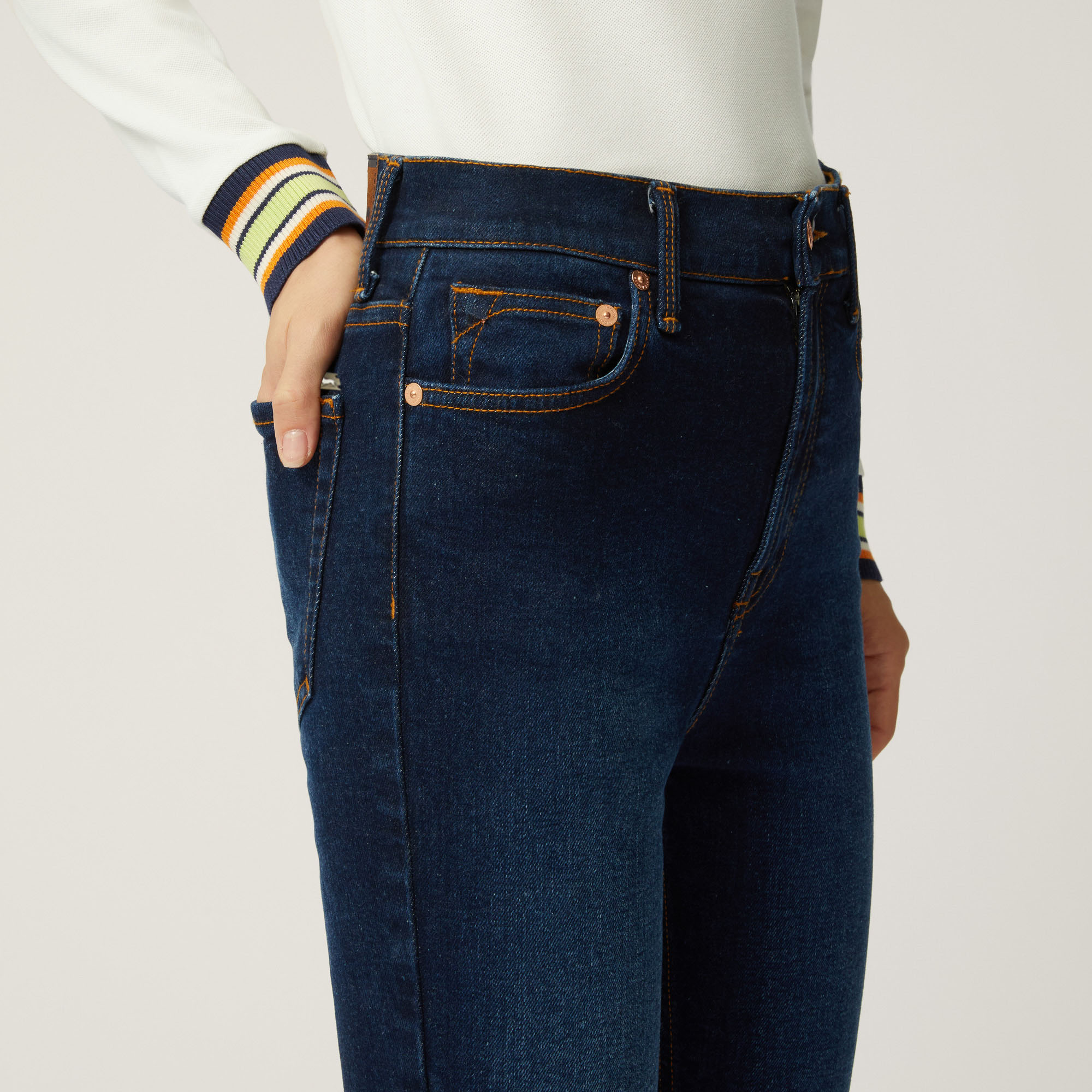 Pantalone Cinque Tasche Slim In Denim, Blu Denim, large image number 2