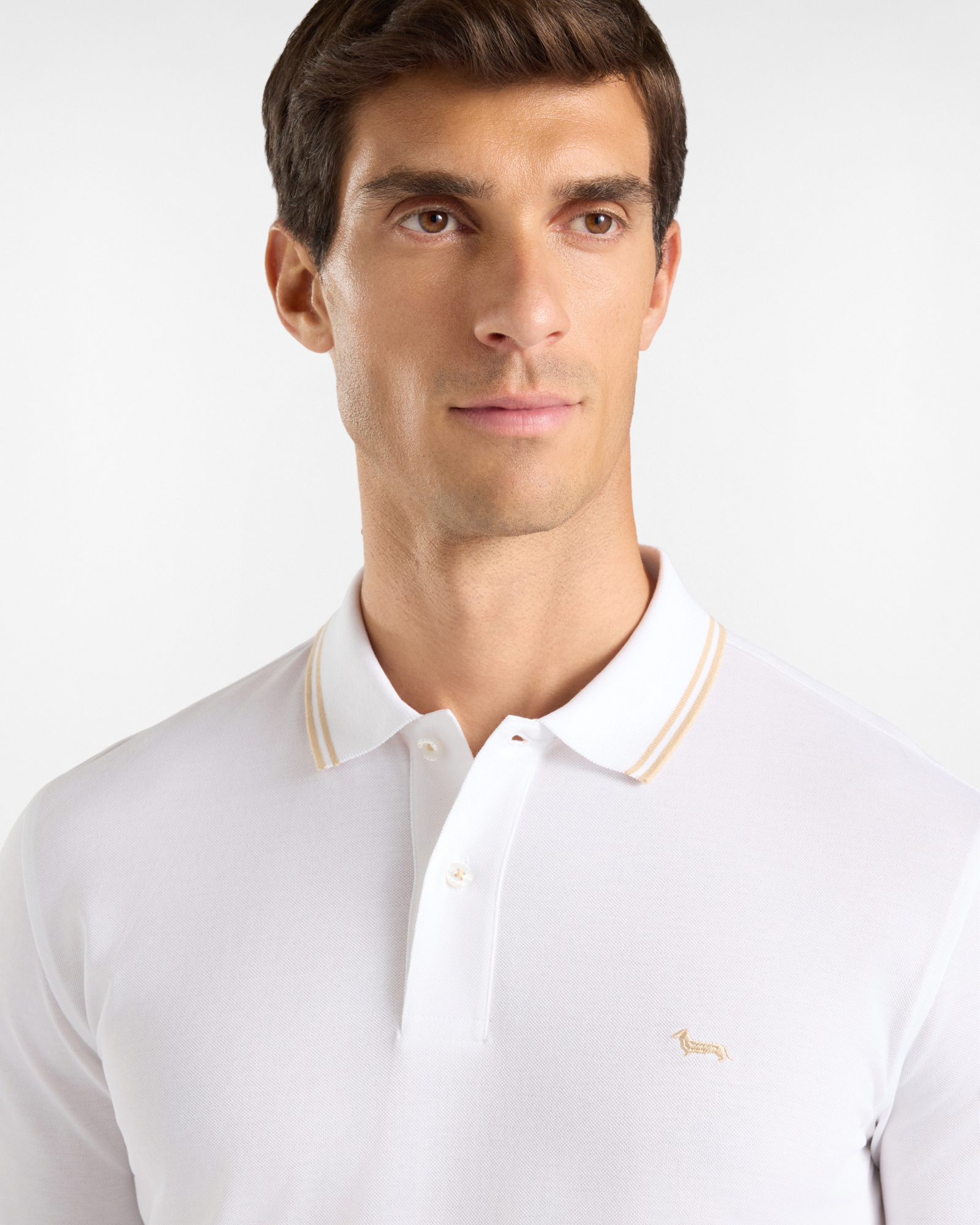 Men's long-sleeve 100% pure cotton piqu&eacute; polo shirt, WHITE, large image number 2
