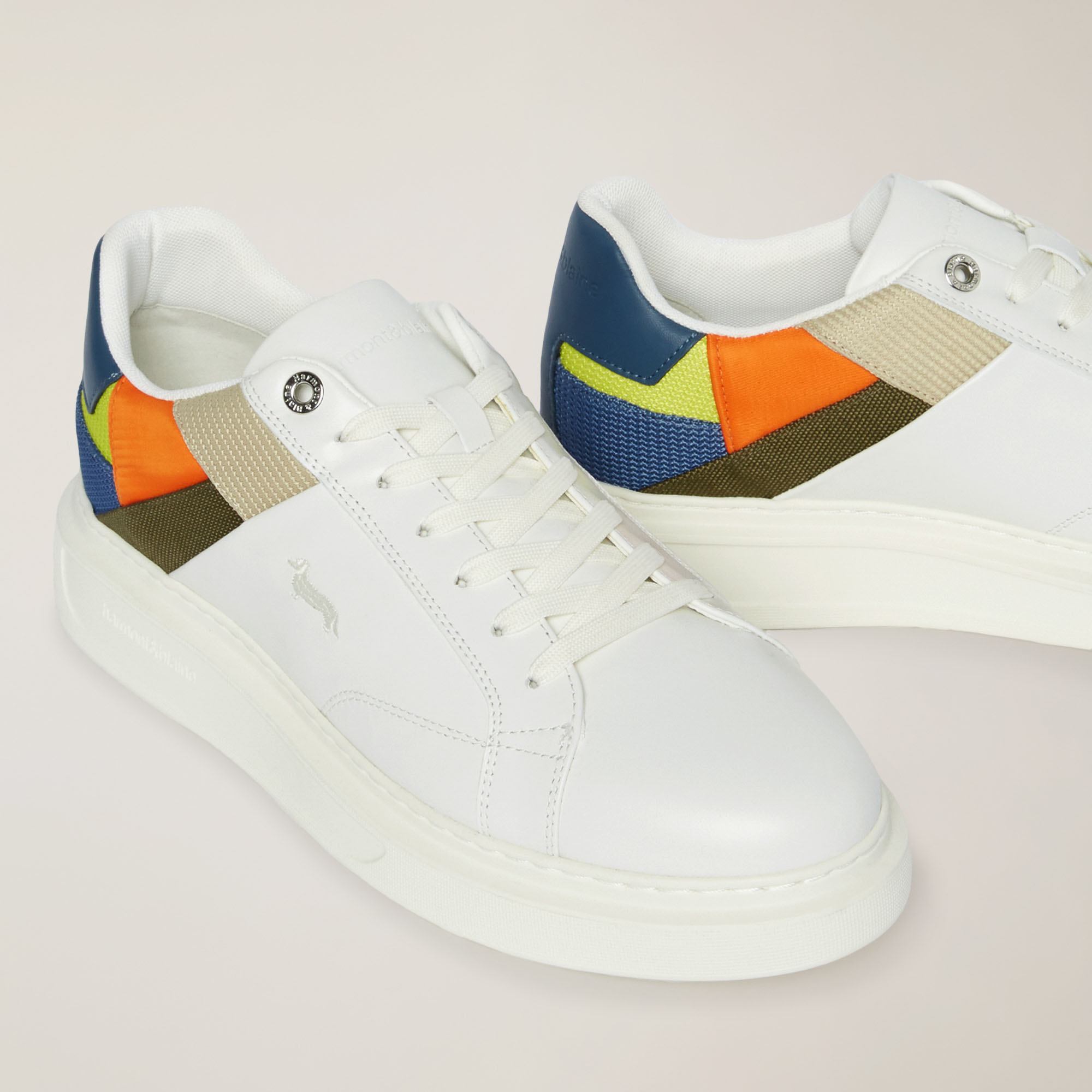Sneaker with Patchwork Inserts, White/Multicolor, large image number 3