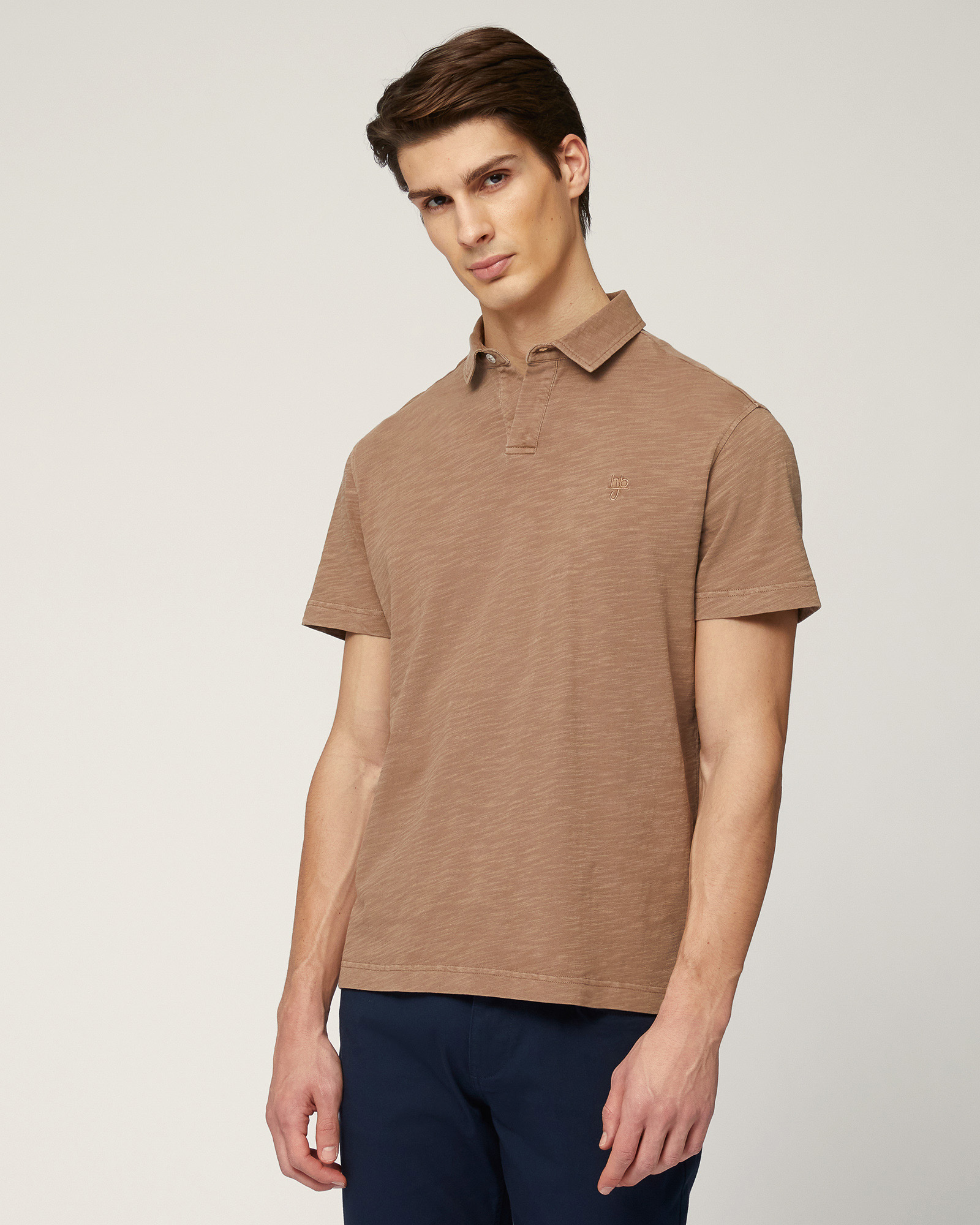 Polo In Cotone Tinto In Capo, Marrone Chiaro, large