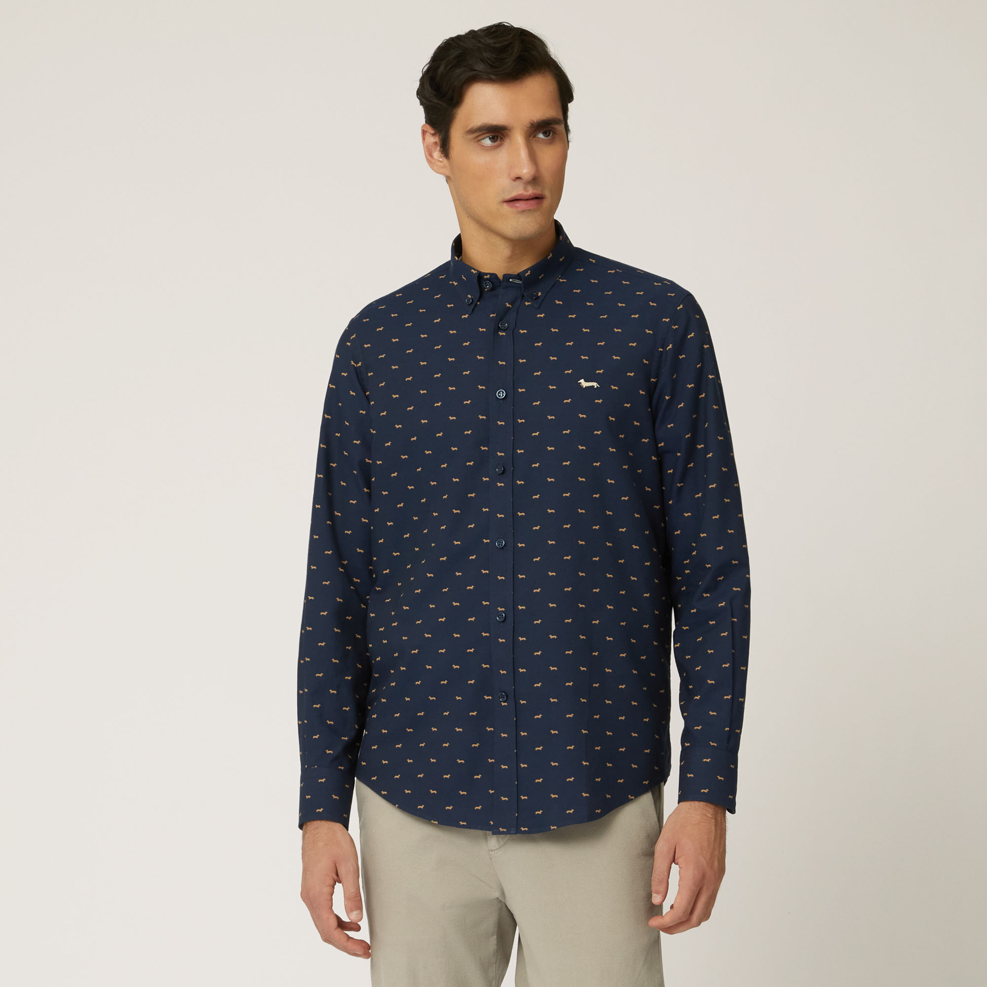 Cotton Shirt With Dachshund Motif All Over, Light Blue, large image number 0