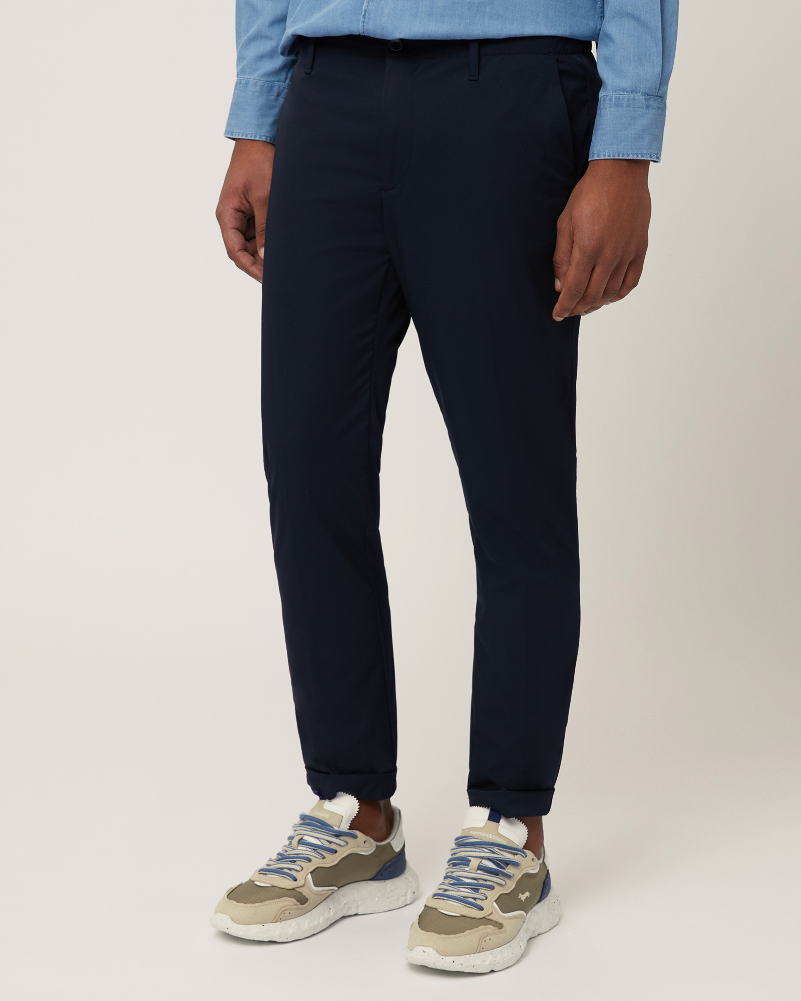 Pantaloni Chino Con Pinces, Blu Navy, large