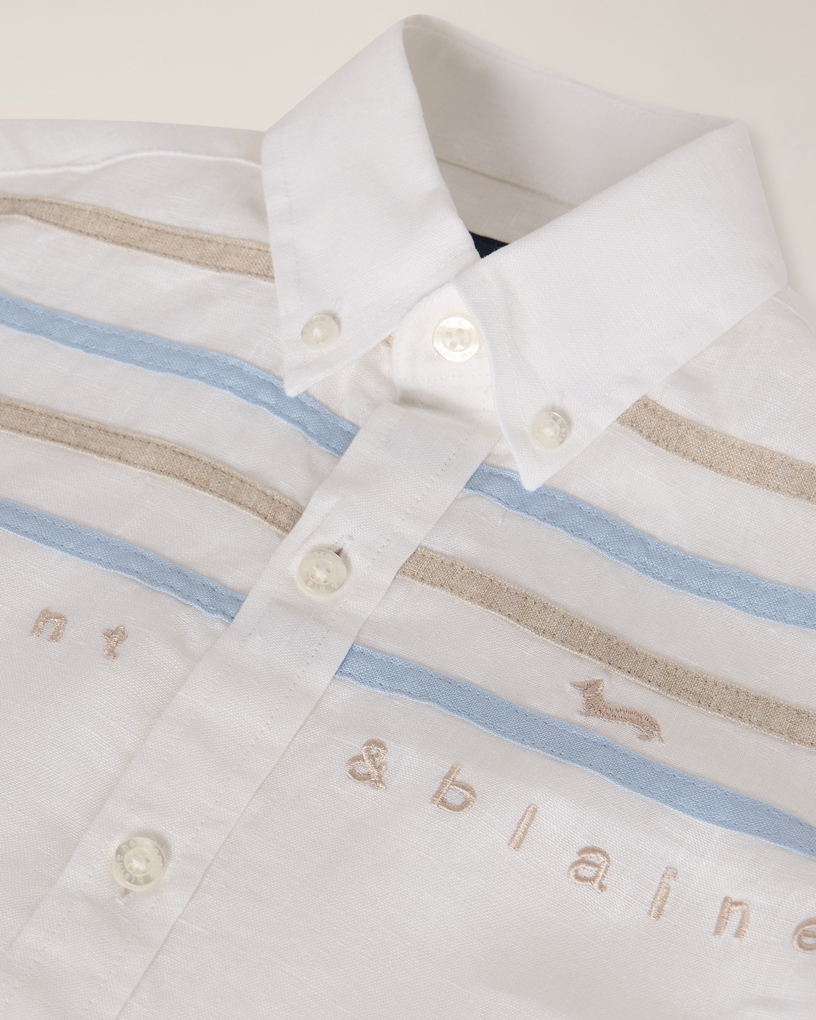 Linen shirt with contrasting bands , White, large image number 2