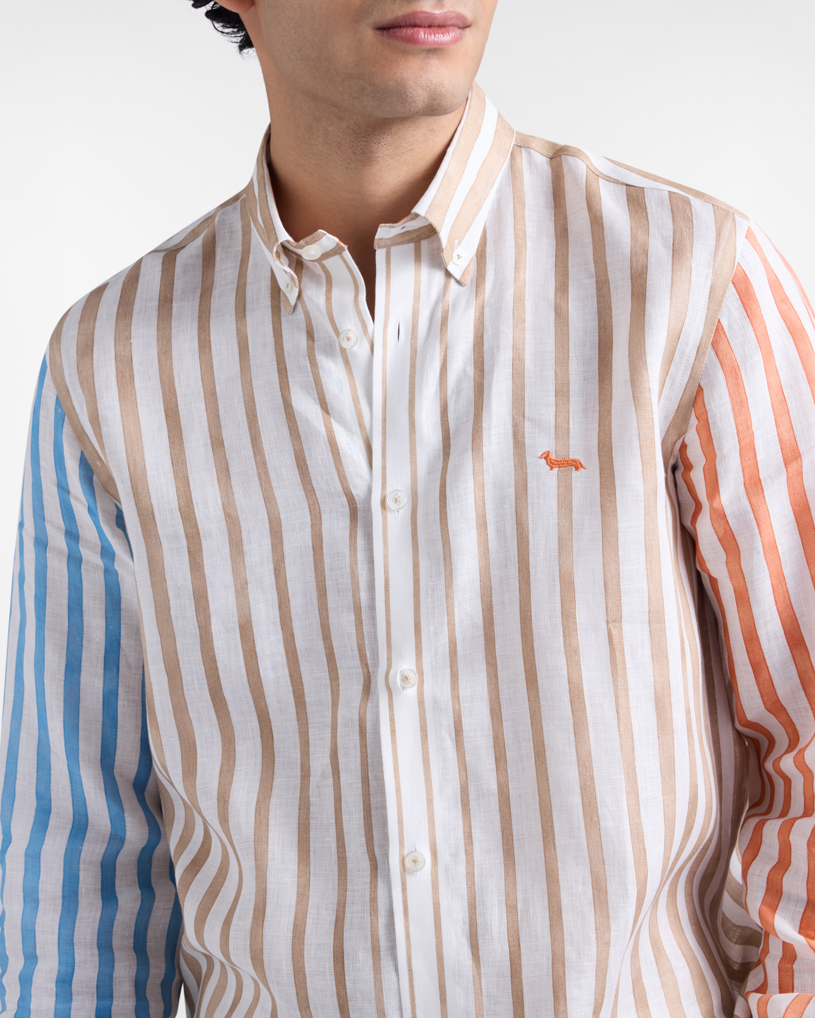 Shirt with a faded stripe print, Beige, large image number 2