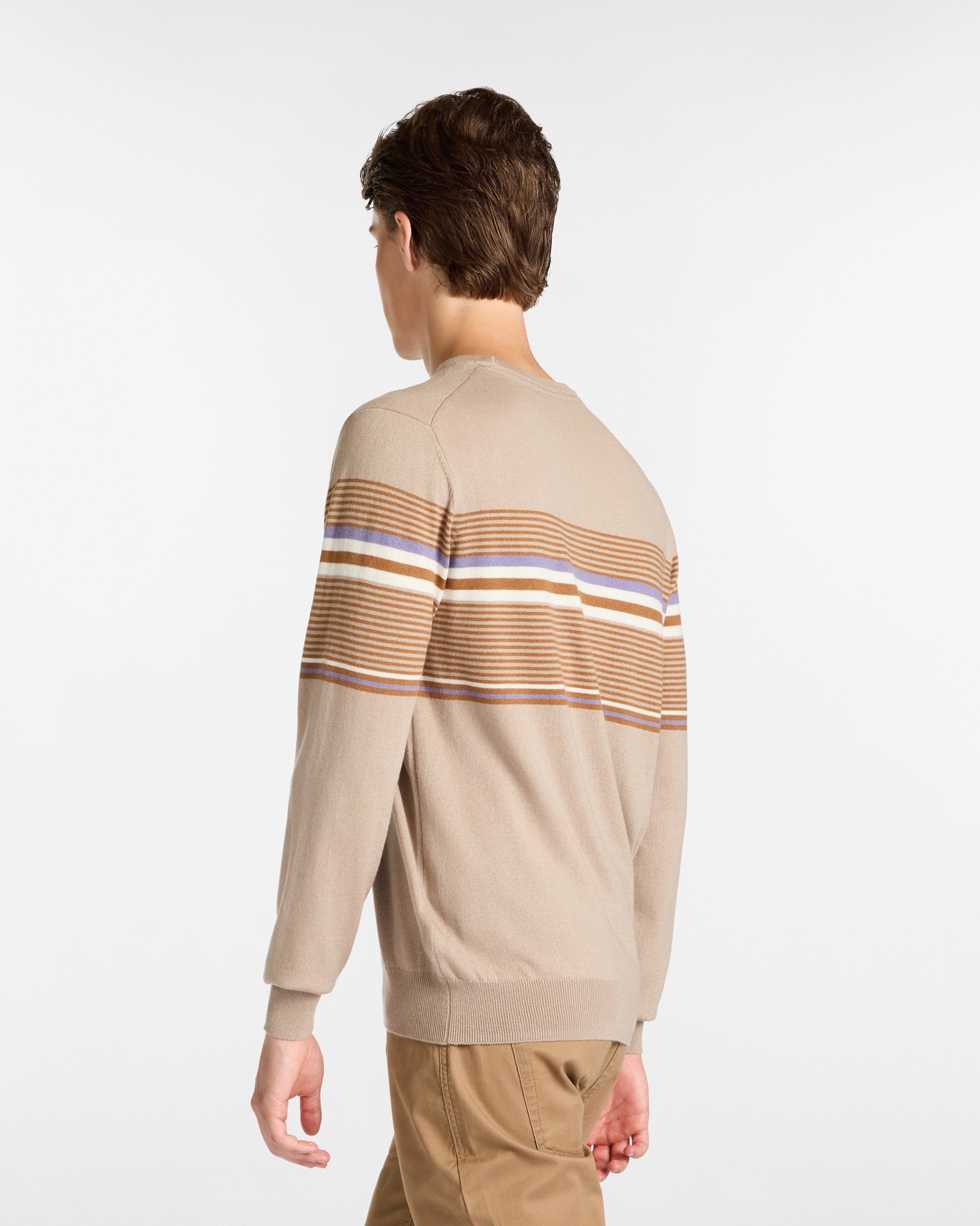 Maglione Girocollo con Righe Bicolor