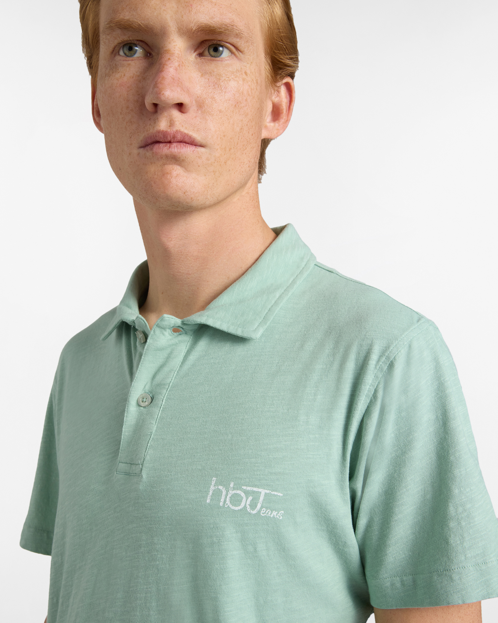 Polo uomo regular fit tinta unita collo classico, Verde chiaro, large image number 2