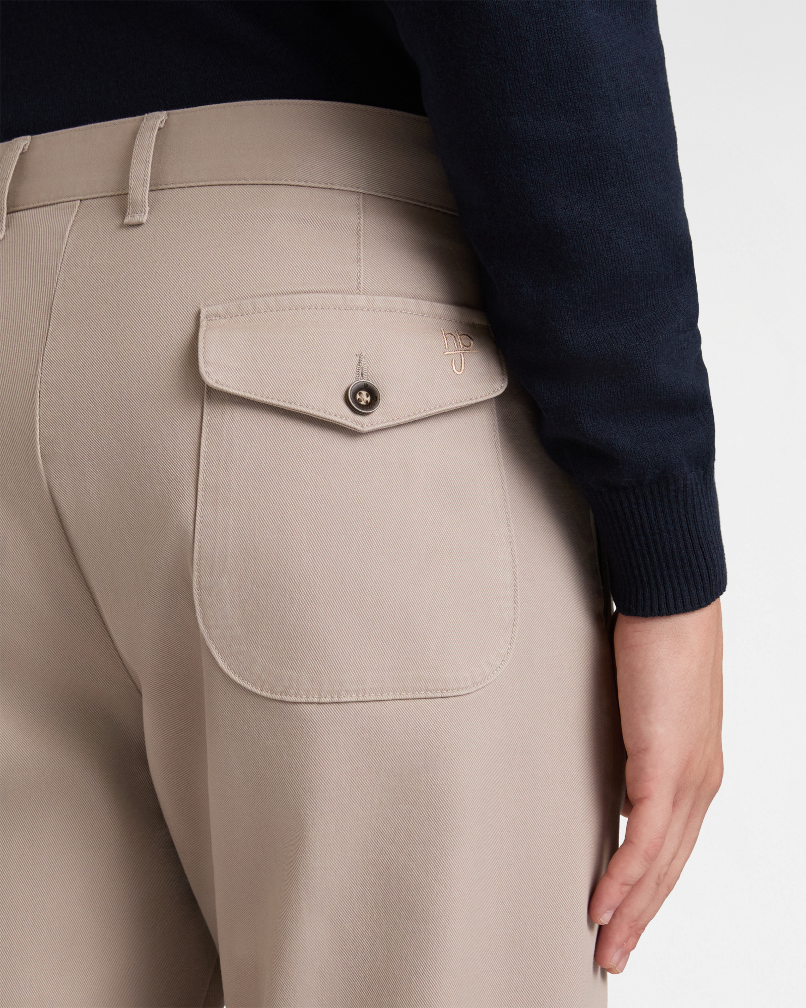 Pantaloni Cargo Carrot Fit in Cotone Stretch, Beige, large image number 2