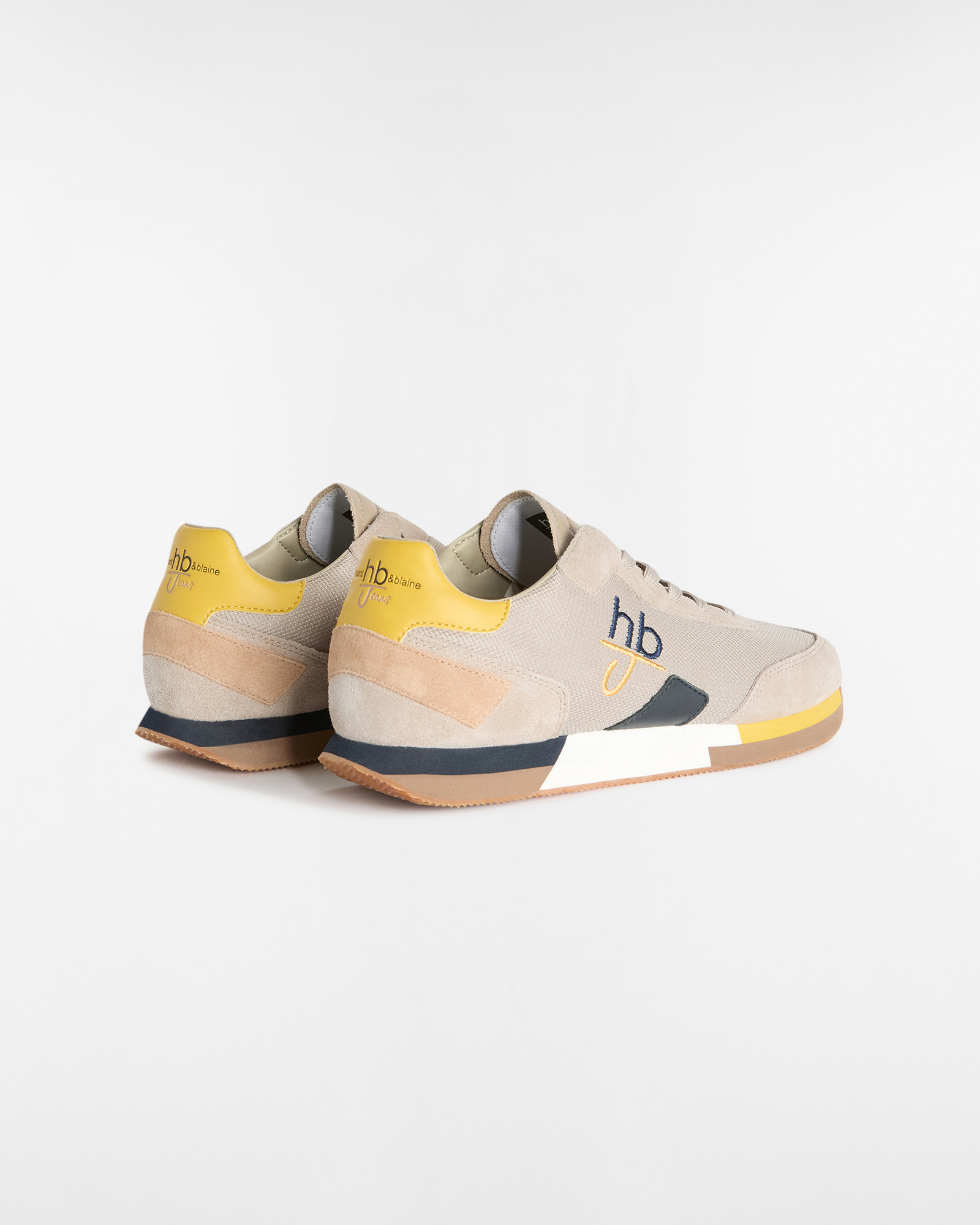 Embroidered Logo Running Sneakers, Beige, large image number 2