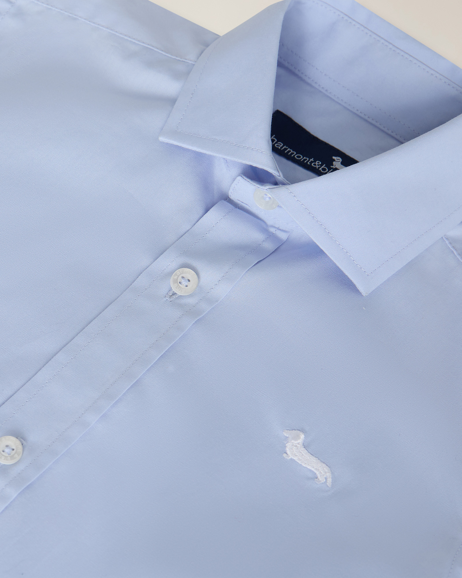 Camicia tinta unita collo alla francese, Celeste, large image number 2