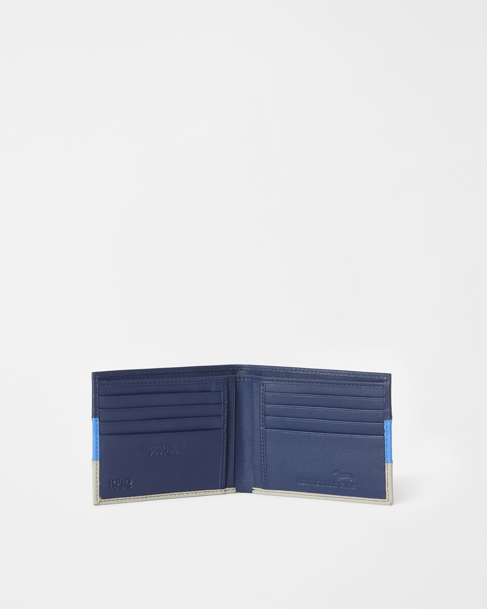 Leather Wallet with Straps, Navy Blue, large image number 2