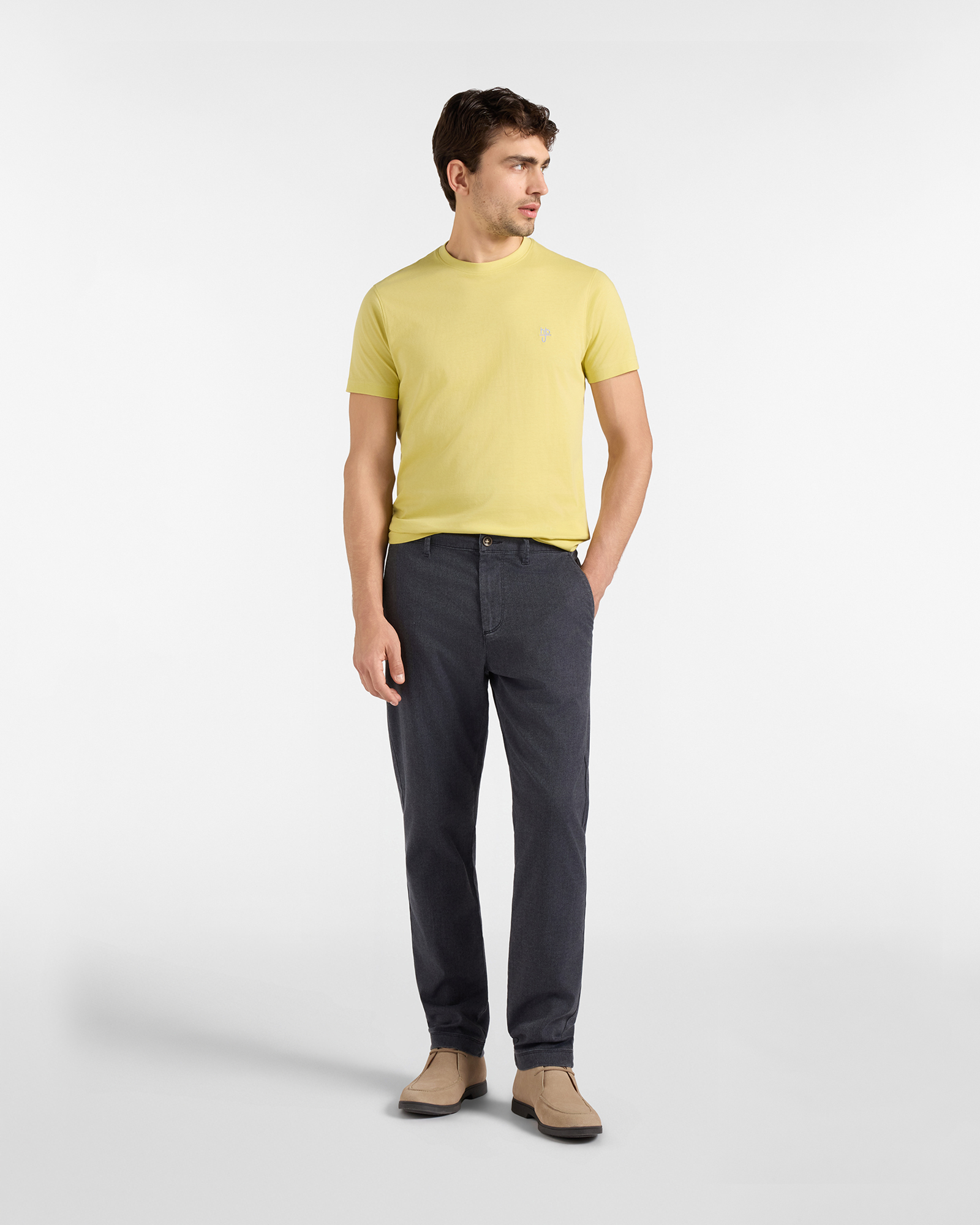 Pantalone Chino HBJ Uomo D-Fit con Elastico Laterale in Vita, BLU SCURO, large