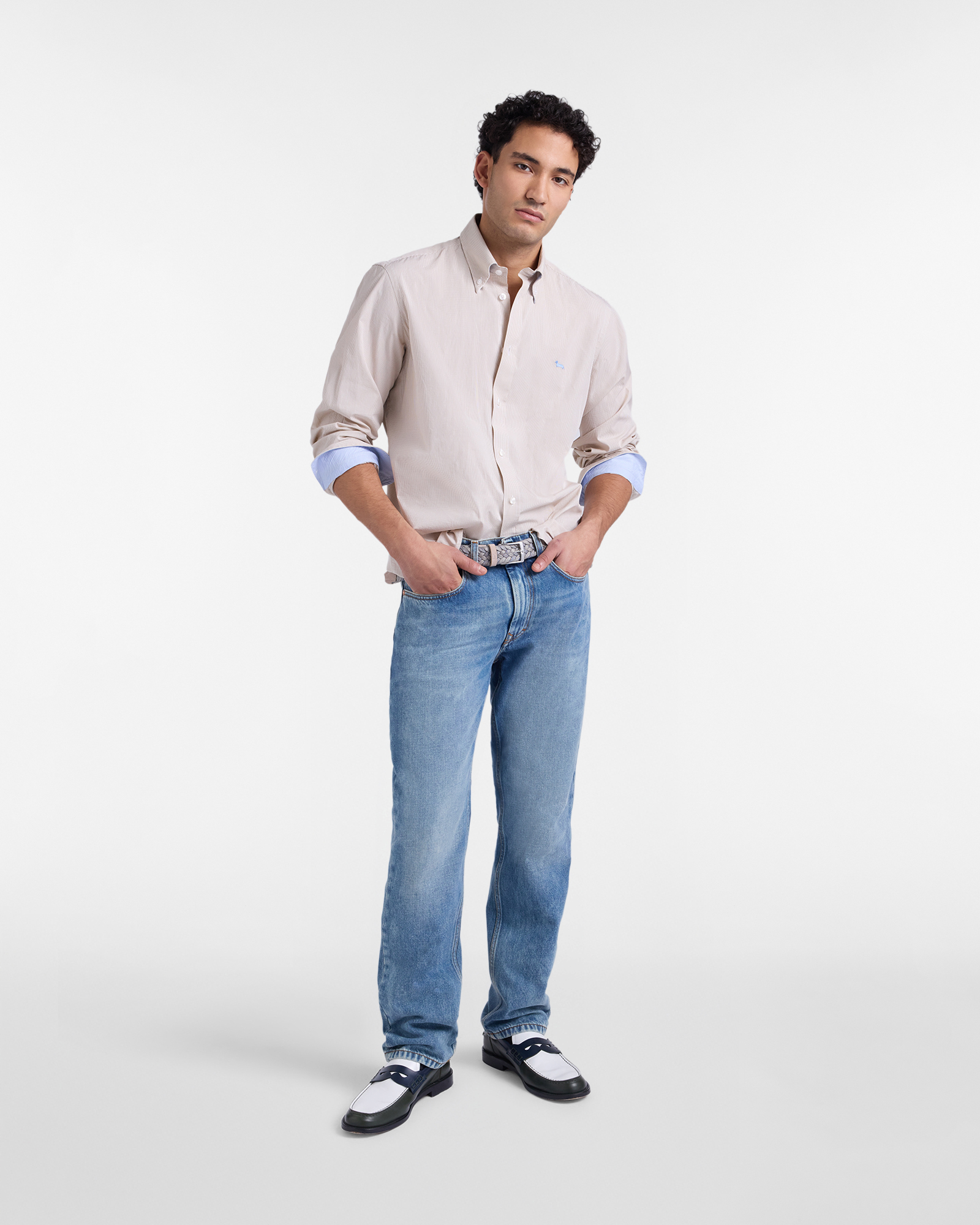 Regular-fit micro-check shirt, Beige, large image number 3