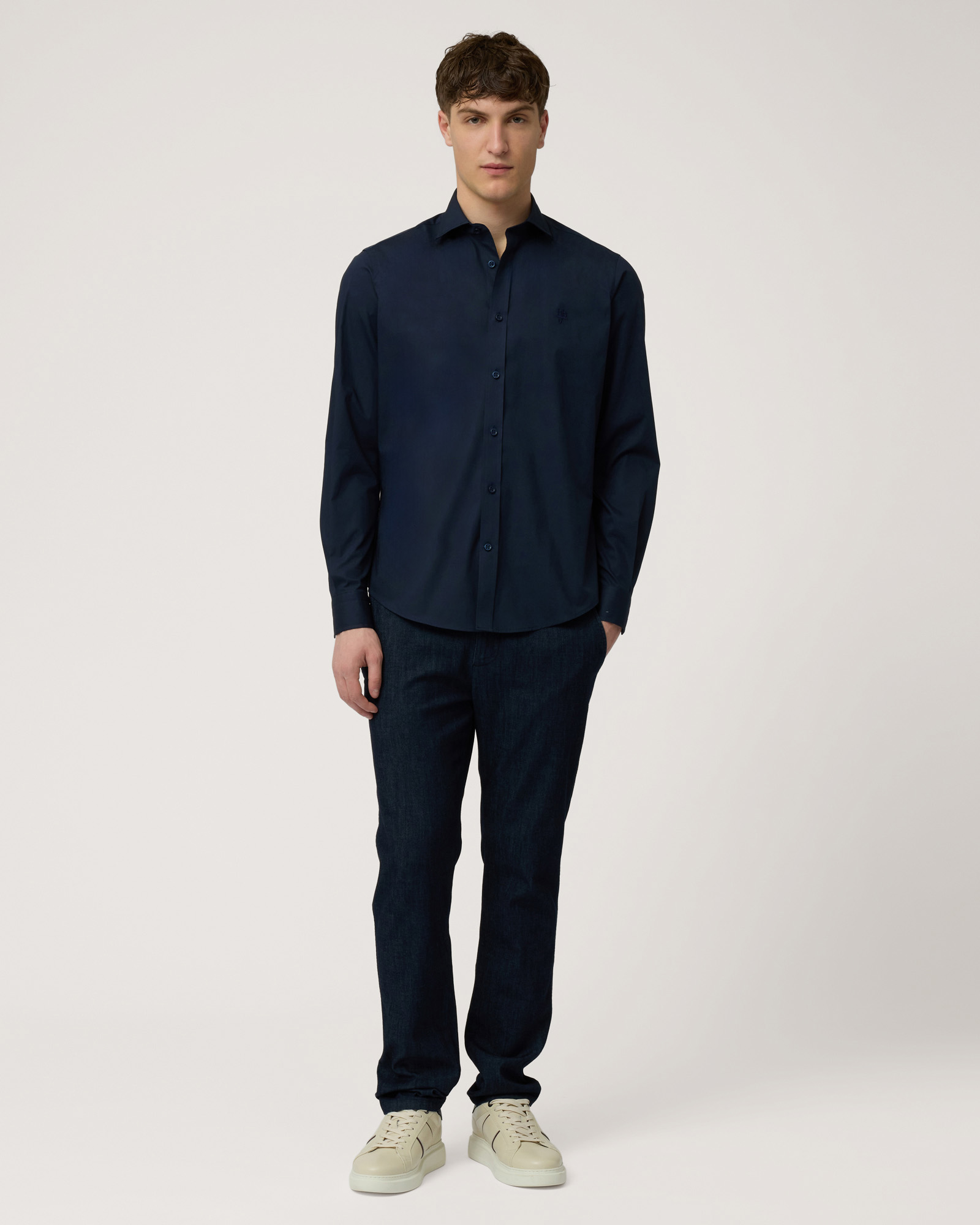 Shirt with Spread Collar, Dark Blue, large image number 3