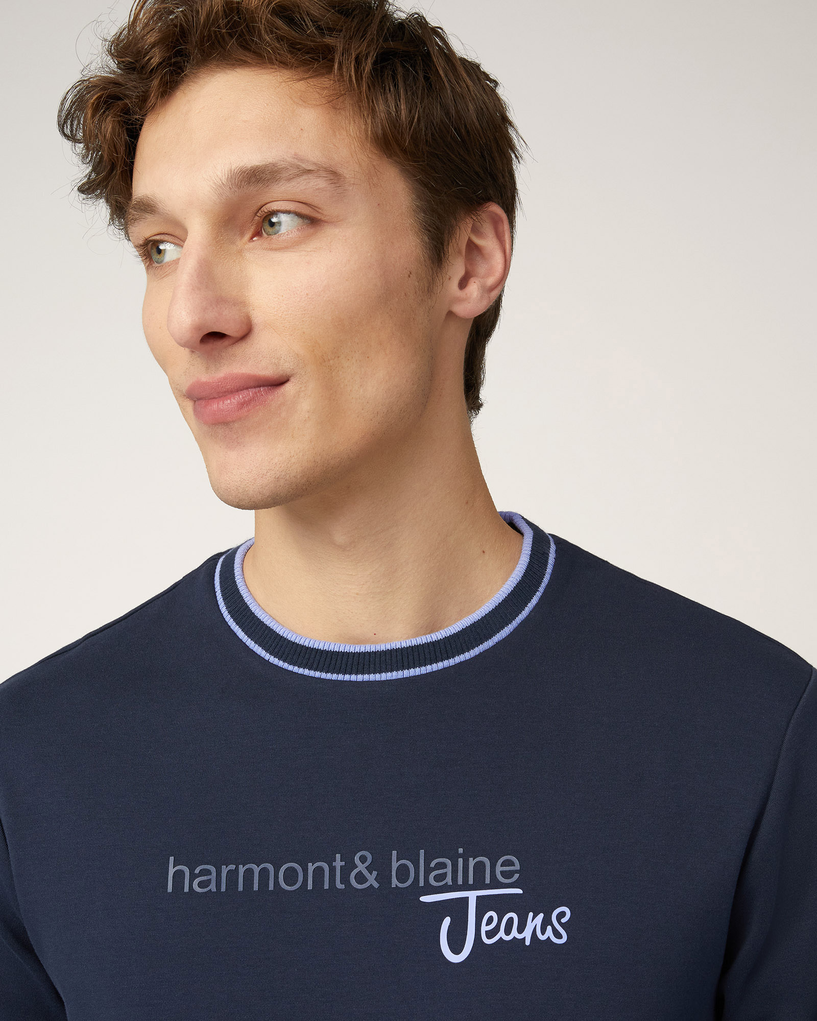 Cotton Sweatshirt with Lettering, Dark Blue, large image number 2