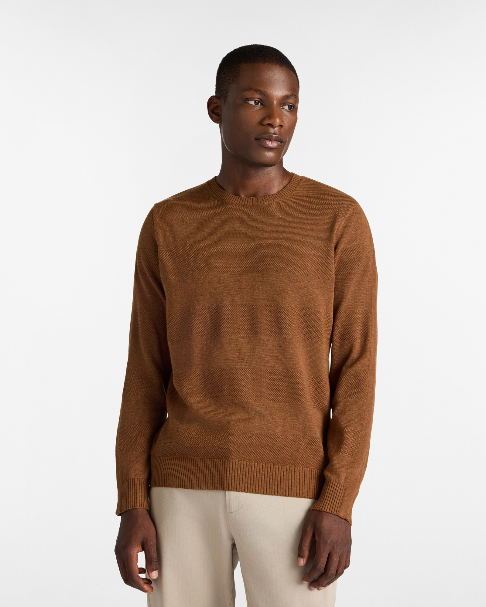 Crew Neck Sweater with Embossed Design