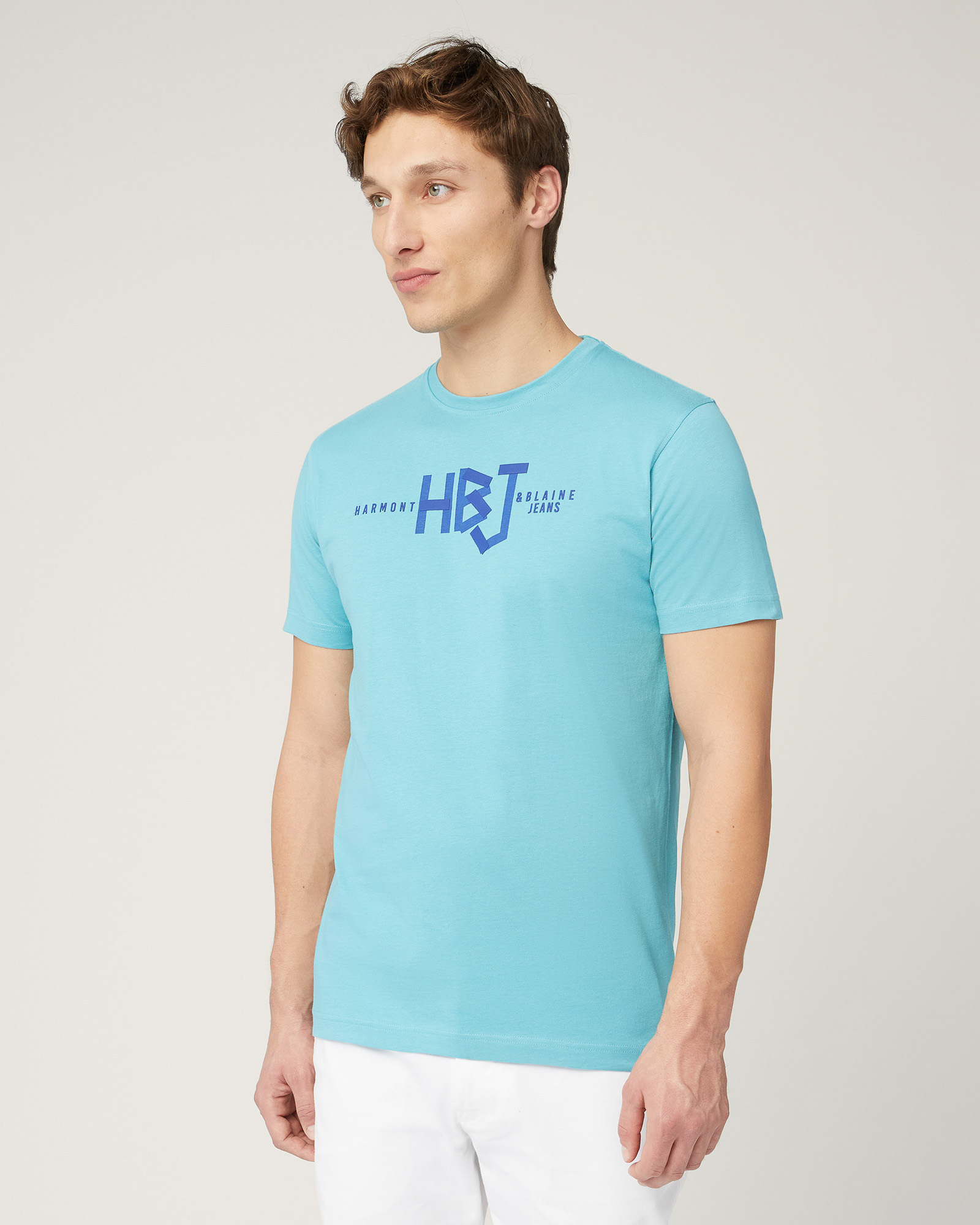 T-Shirt Con Logo Centrale, Verde Pavone, large